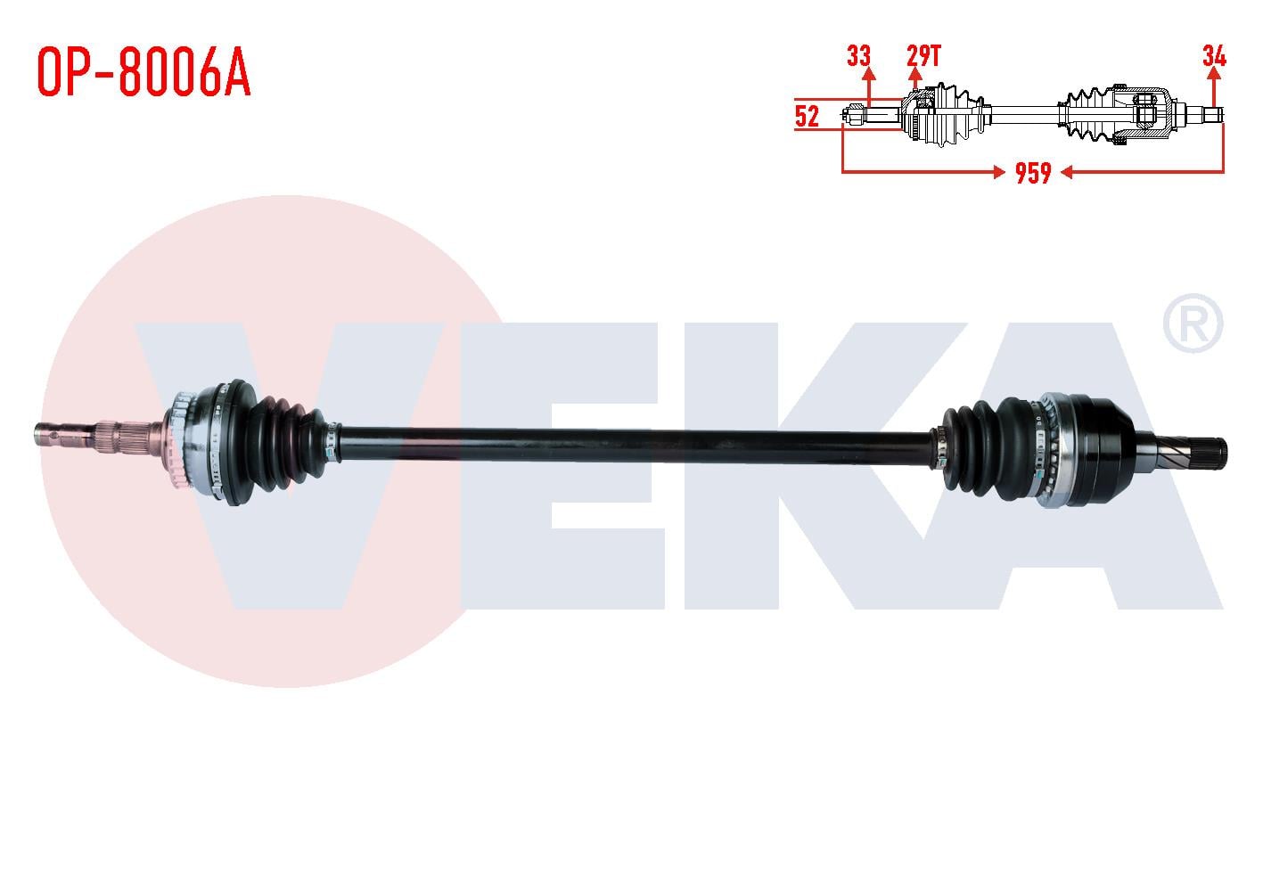 KOMPLE AKS SAG ON OPEL VECTRA B 2.0i ABSLI 29 DIS UZUNLUK 959mm 1995-2003