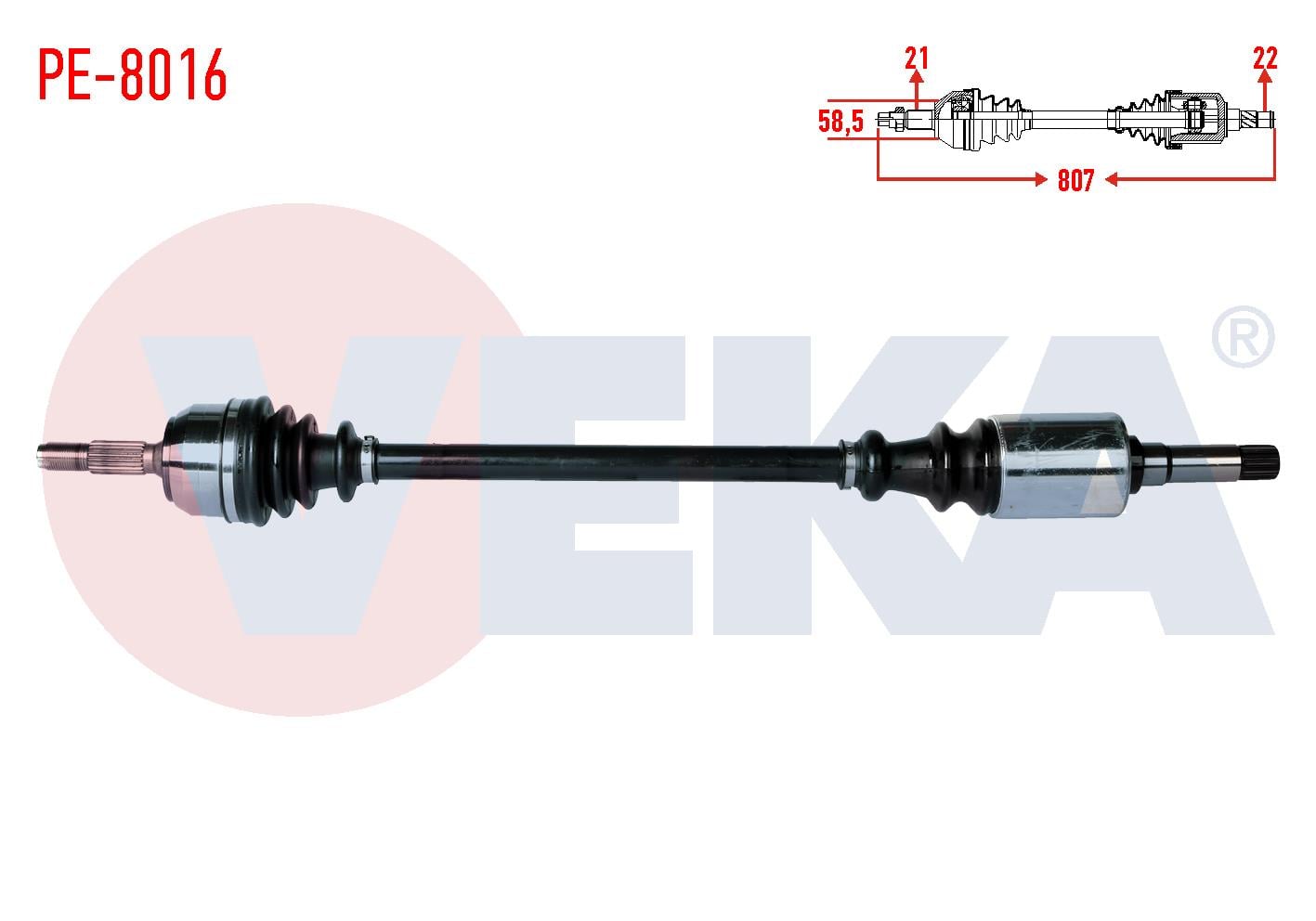 KOMPLE AKS SAG ON PEUGEOT 106 II 1.4i UZUNLUK 807mm  1996-2002