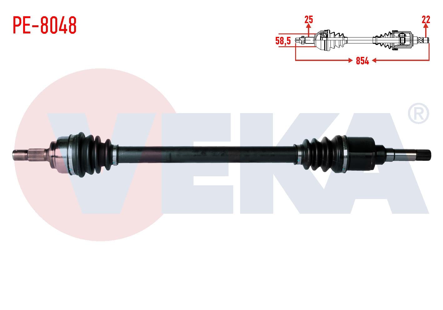 KOMPLE AKS SAG ON PEUGEOT 207 (WA,WC) 1.4 HDI MA SANZUMAN M-T UZUNLUK 854mm 2006-2012