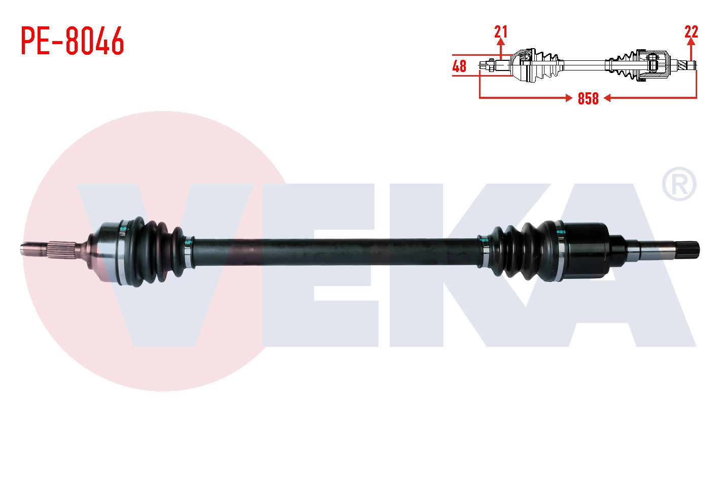 KOMPLE AKS SAG ON PEUGEOT 207 (WA,WC) 1.4 HDi MA SANZUMAN M-T UZUNLUK 858mm 2006-2012
