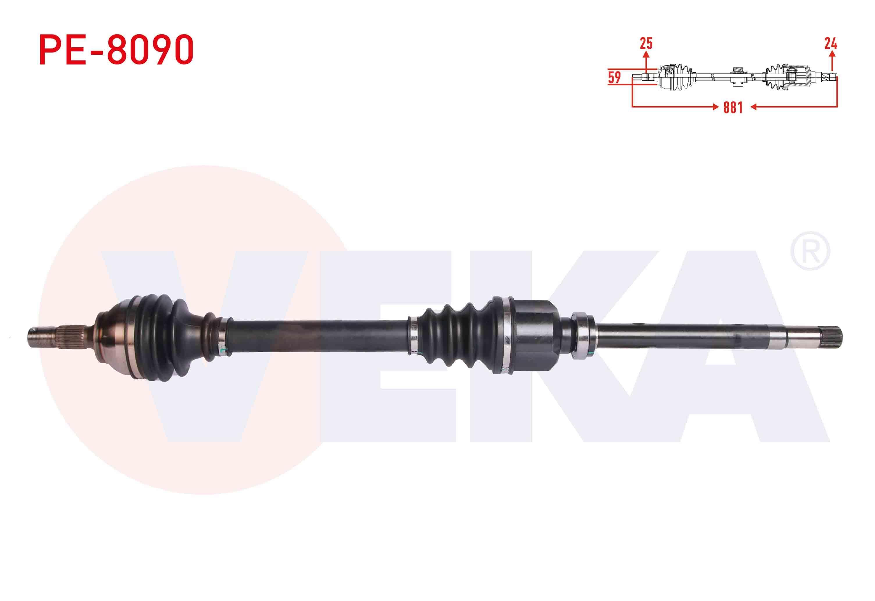 KOMPLE AKS SAG ON PEUGEOT 208 1.6 HDI UZUNLUK 881 mm 2012-