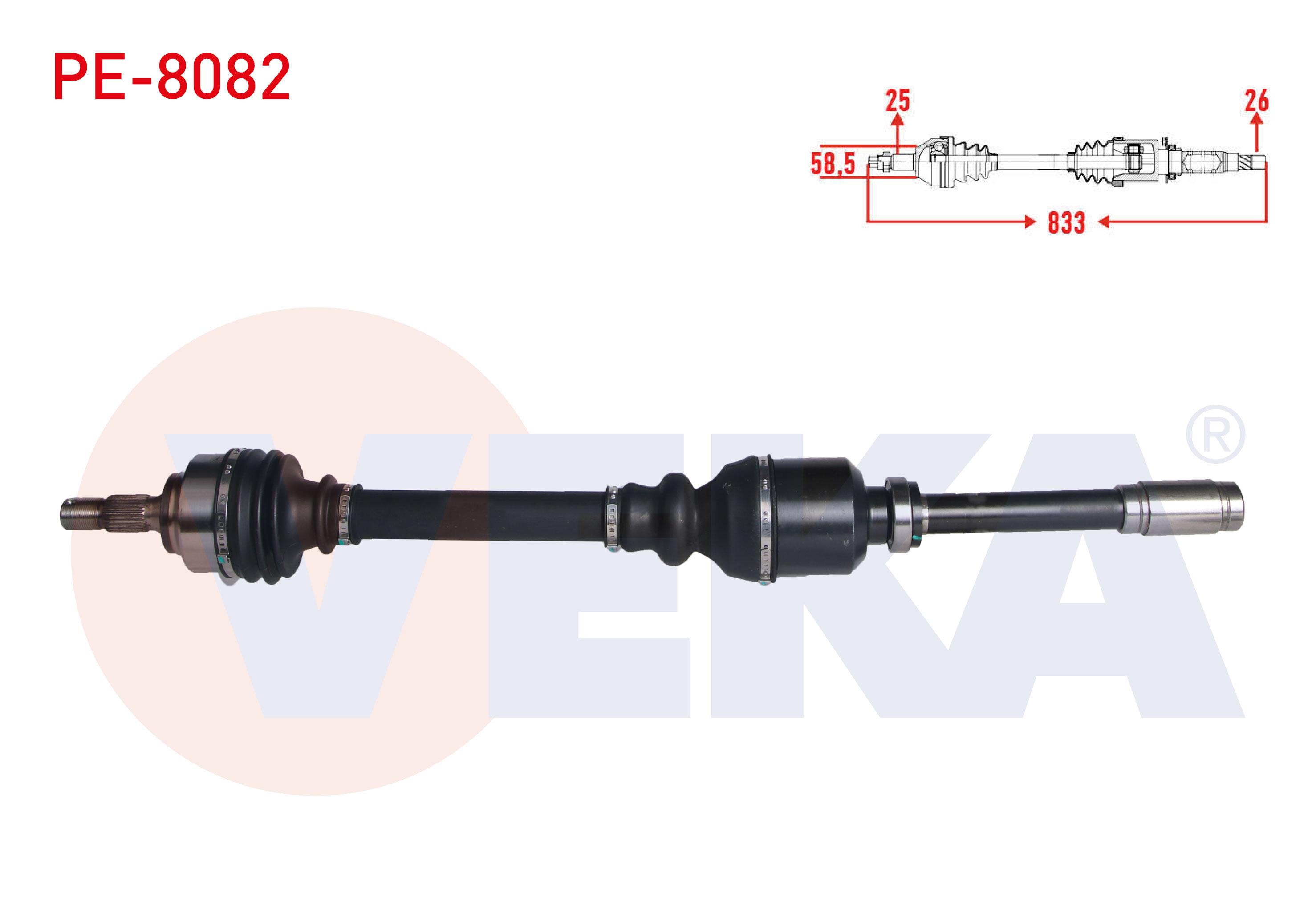 KOMPLE AKS SAG ON PEUGEOT 307 (3A/C) 1.6 A-T UZUNLUK 833mm 2000-2007