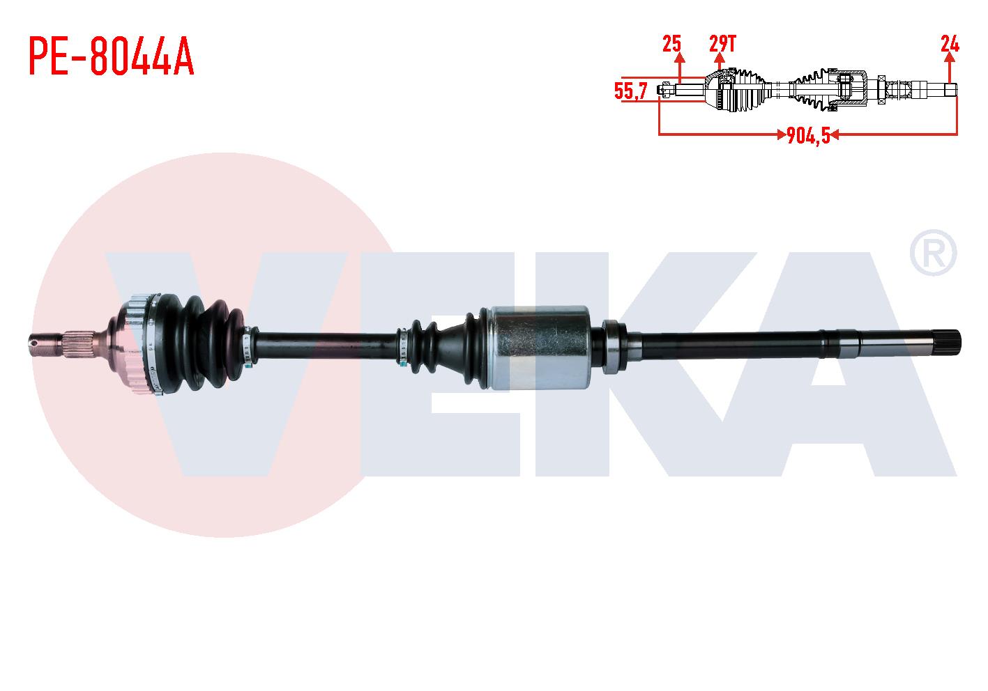 KOMPLE AKS SAG ON PEUGEOT 406 (8B) 2.0i ABSLI 29 DIS UZUNLUK 904,5mm 1995-2004