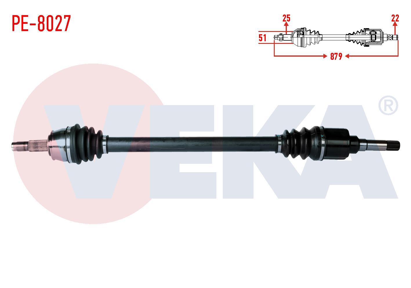 KOMPLE AKS SAG ON PEUGEOT BIPPER (AA) 1.4 HDI UZUNLUK 879mm 2008-