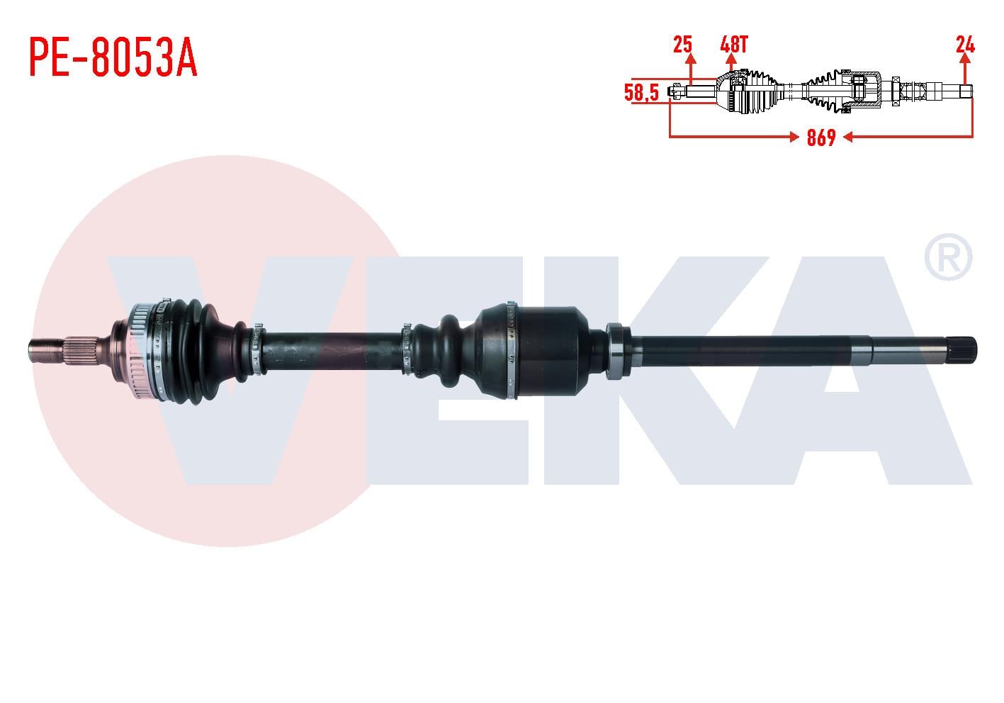 KOMPLE AKS SAG ON PEUGEOT PARTNER (ORTA KASA) 1.6 HDI ABSLI 48 DIS UZUNLUK 869mm 2003-2008