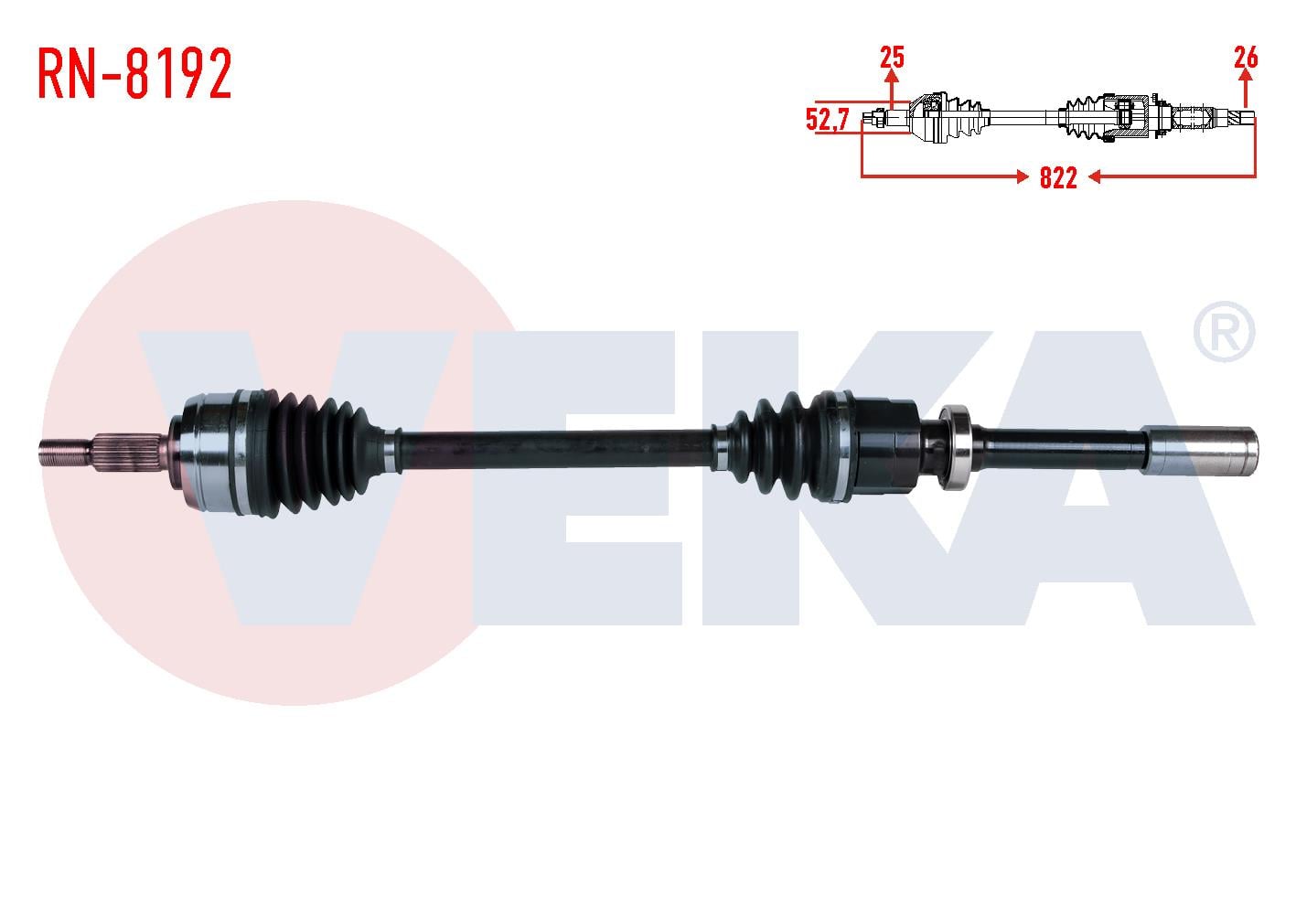 KOMPLE AKS SAG ON RENAULT FLUENCE (L30) 1.6 16v A-T UZUNLUK 822mm 2009-