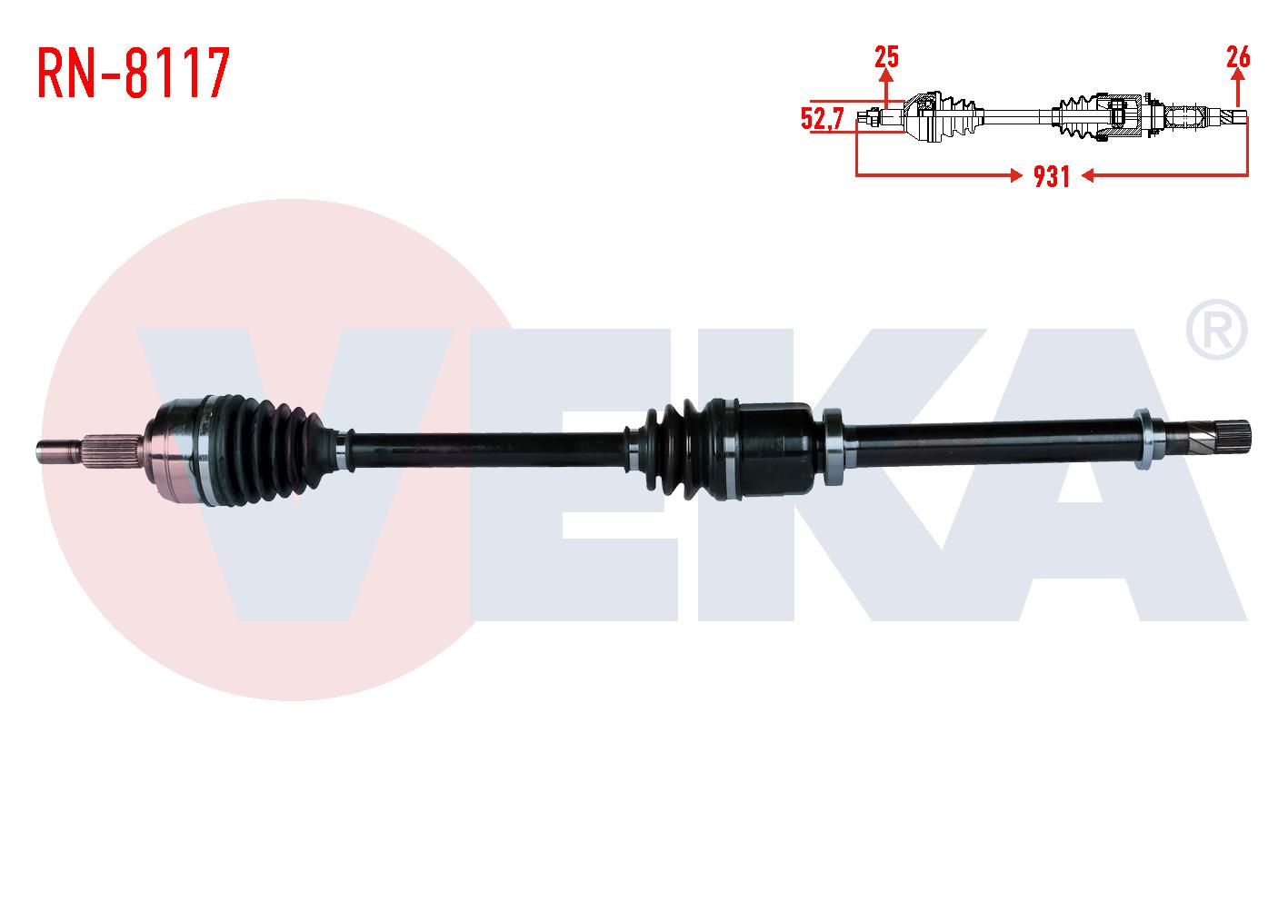 KOMPLE AKS SAG ON RENAULT FLUENCE (L30) 1.5 DCI 6 VITES UZUNLUK 931mm 2009-