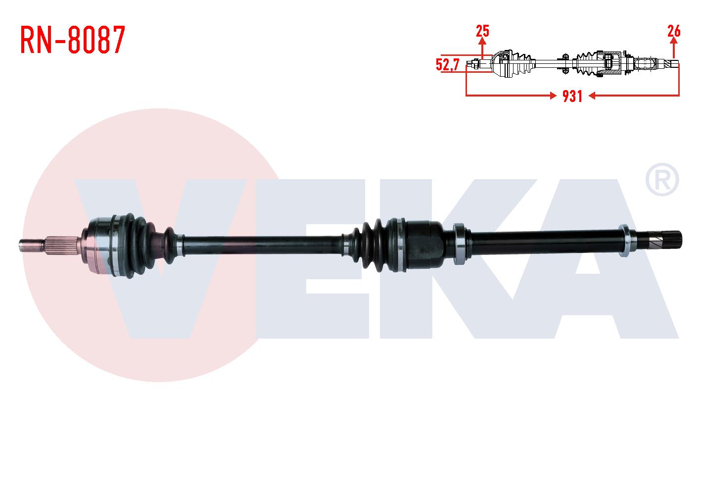 KOMPLE AKS SAG ON RENAULT FLUENCE (L30) 1.5 DCI 5 VITES UZUNLUK 931mm 2009-
