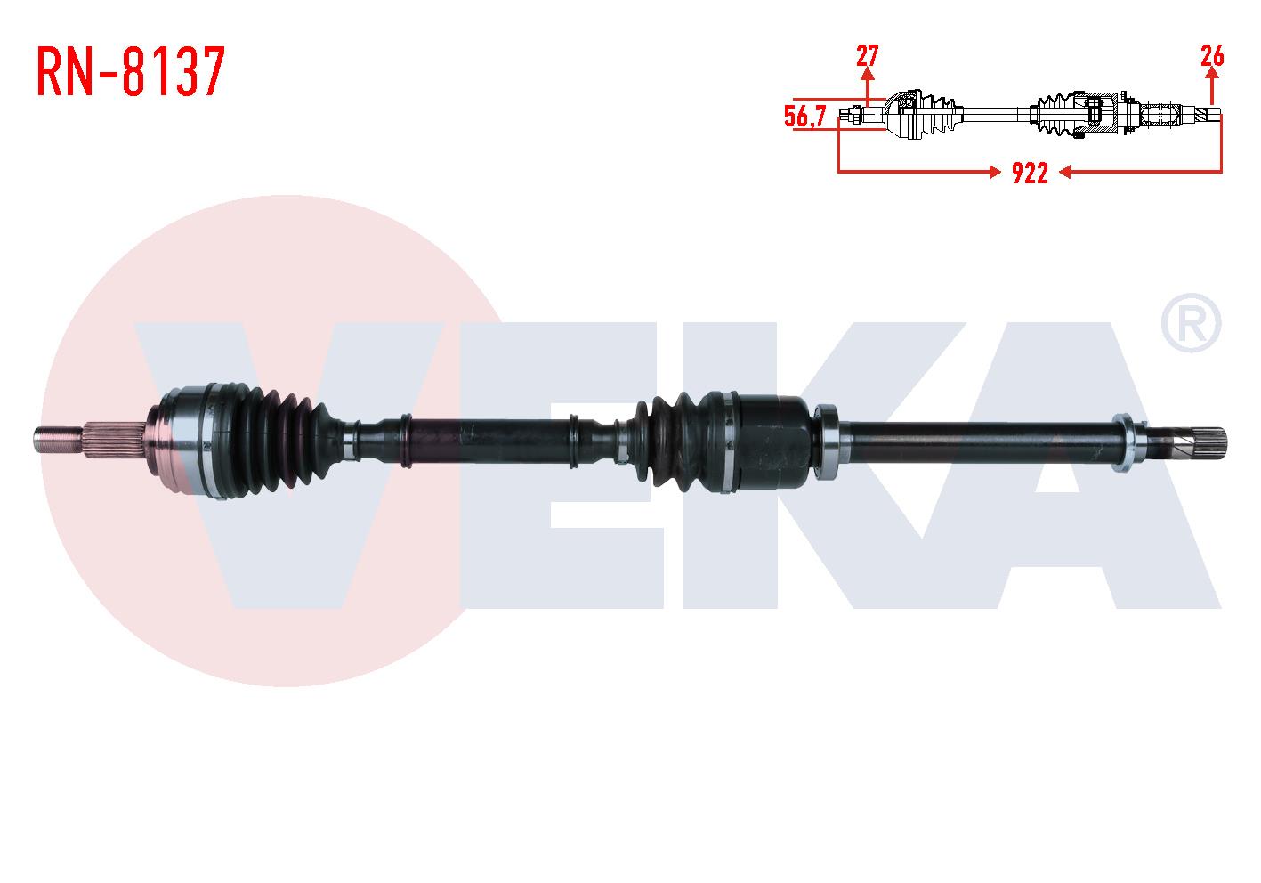 KOMPLE AKS SAG ON RENAULT KANGOO (KW0/1) 1.5 DCI 105 HP 6 VITES UZUNLUK 922mm 2008-