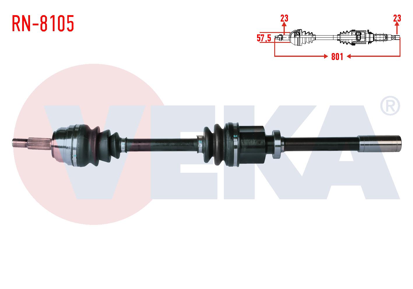 KOMPLE AKS SAG ON RENAULT LAGUNA I (B56-556) 2.0i 16v (N7Q MOTOR) A-T/M-T 2.0 16v UZUNLUK 801 mm 1993-2001