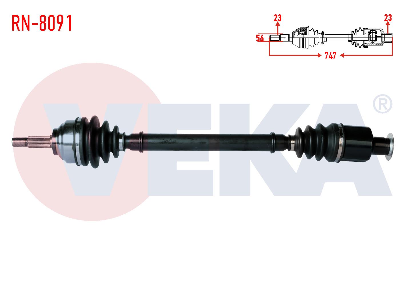 KOMPLE AKS SAG ON RENAULT LAGUNA I (B56,556) 1.6i UZUNLUK 747mm 1993-2001