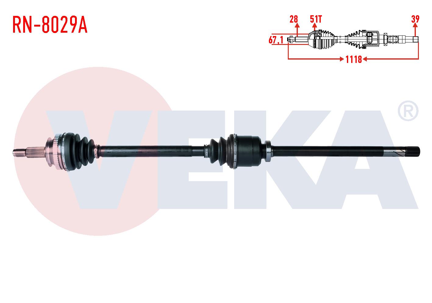 KOMPLE AKS SAG ON RENAULT MASTER II (FD) 2.5 D S8U ABSLI 51 DIS UZUNLUK 1118mm 1998-2010