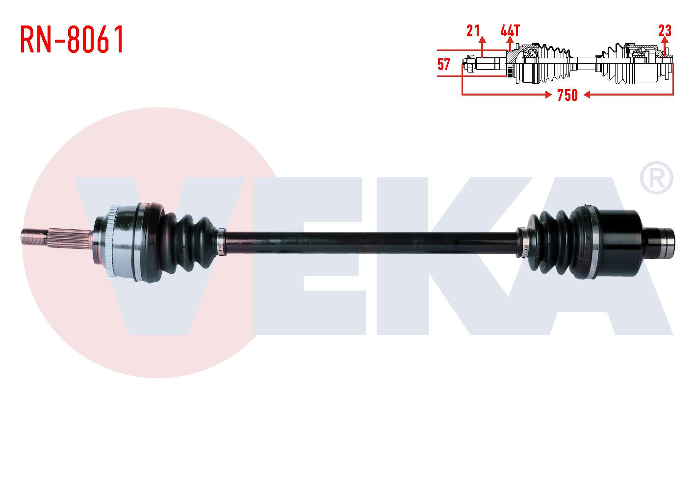 KOMPLE AKS SAG ON RENAULT MEGANE I (BA0/1) 1.6i 8v ABSLI 44 DIS UZUNLUK 750mm 1996-2003