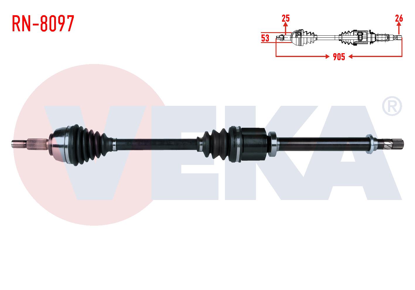 KOMPLE AKS SAG ON RENAULT MEGANE II (BM0/1,CM0/1) 1.5 DCI M-T 6 VITES UZUNLUK 905mm 2002-2008
