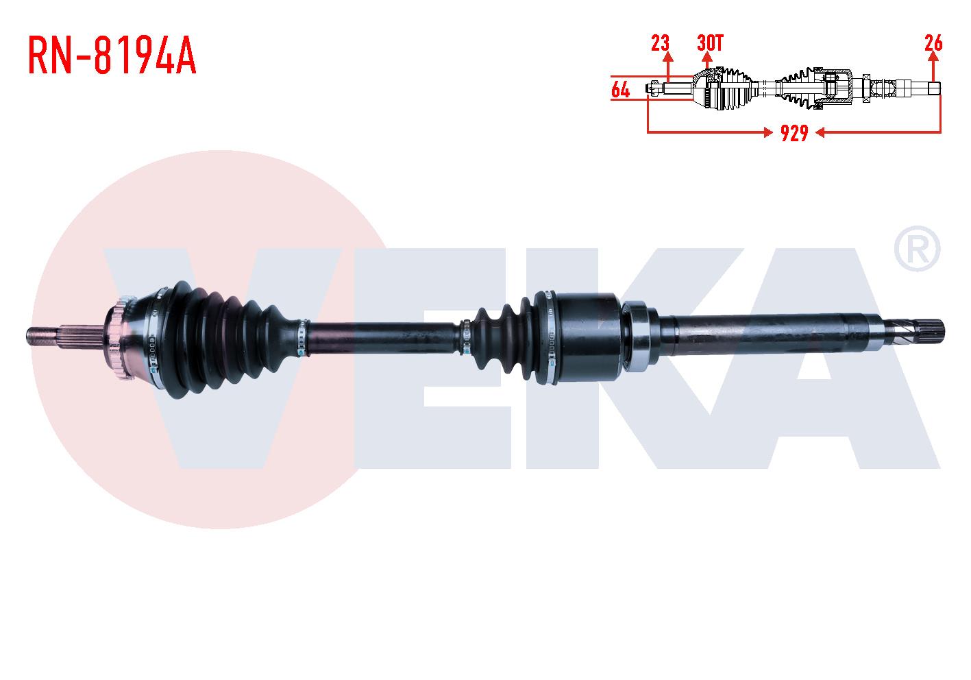 KOMPLE AKS SAG ON RENAULT SAFRANE II (B54_) 2.0 16v ABSLI 30 DIS UZUNLUK 929mm 1996-2000