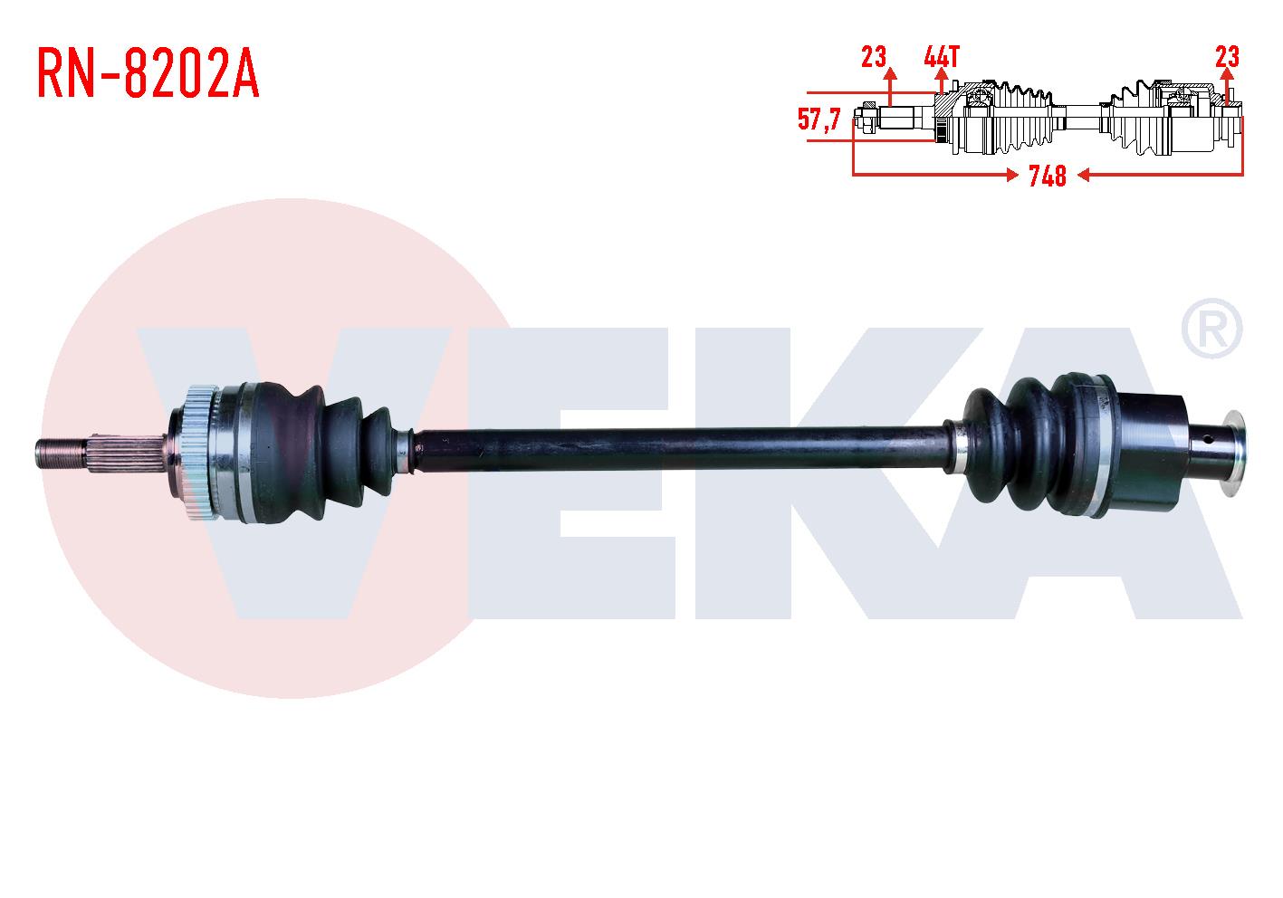 KOMPLE AKS SAG ON RENAULT SCENIC I (JA) 1.6i 16v M-T ABSLI 44 DIS UZUNLUK 748mm 1999-2003