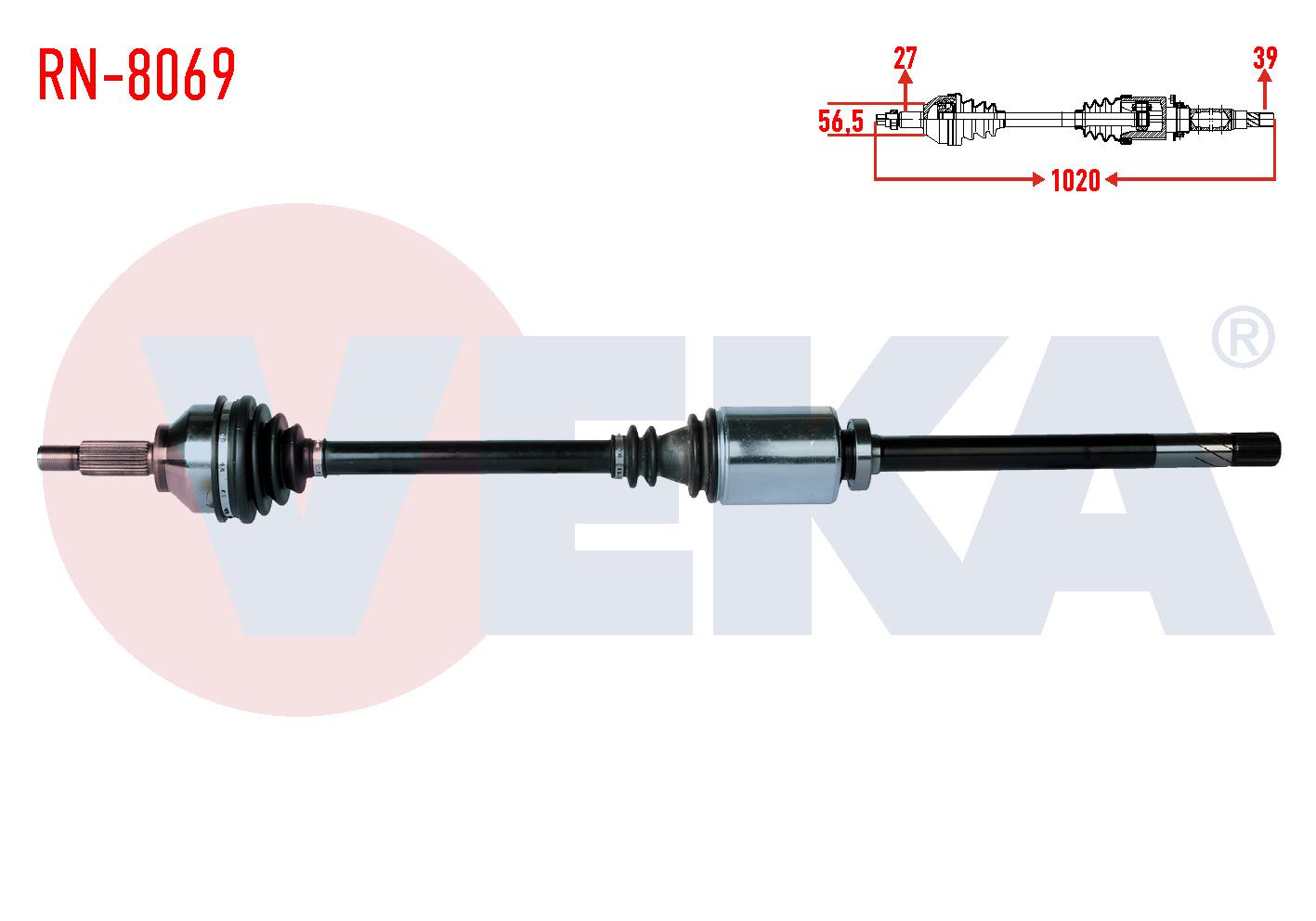 KOMPLE AKS SAG ON RENAULT TRAFIC II (FL) 1.9 DCI UZUNLUK 1020mm 2001-2006