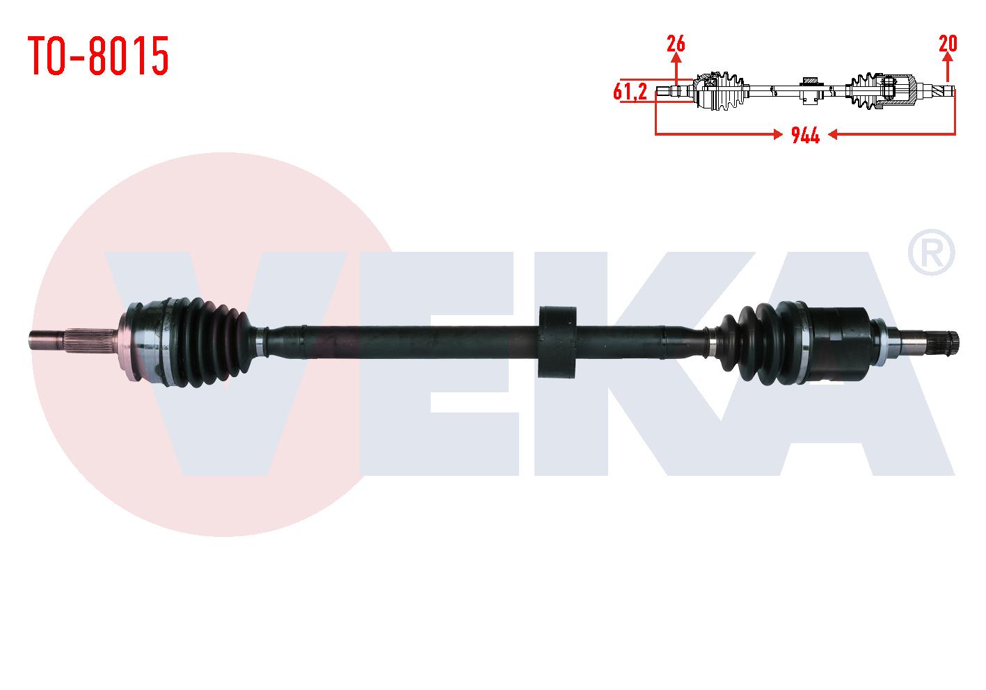KOMPLE AKS SAG ON TOYOTA COROLLA 1.6 VVT-I  M-T UZUNLUK 944 mm 2012-