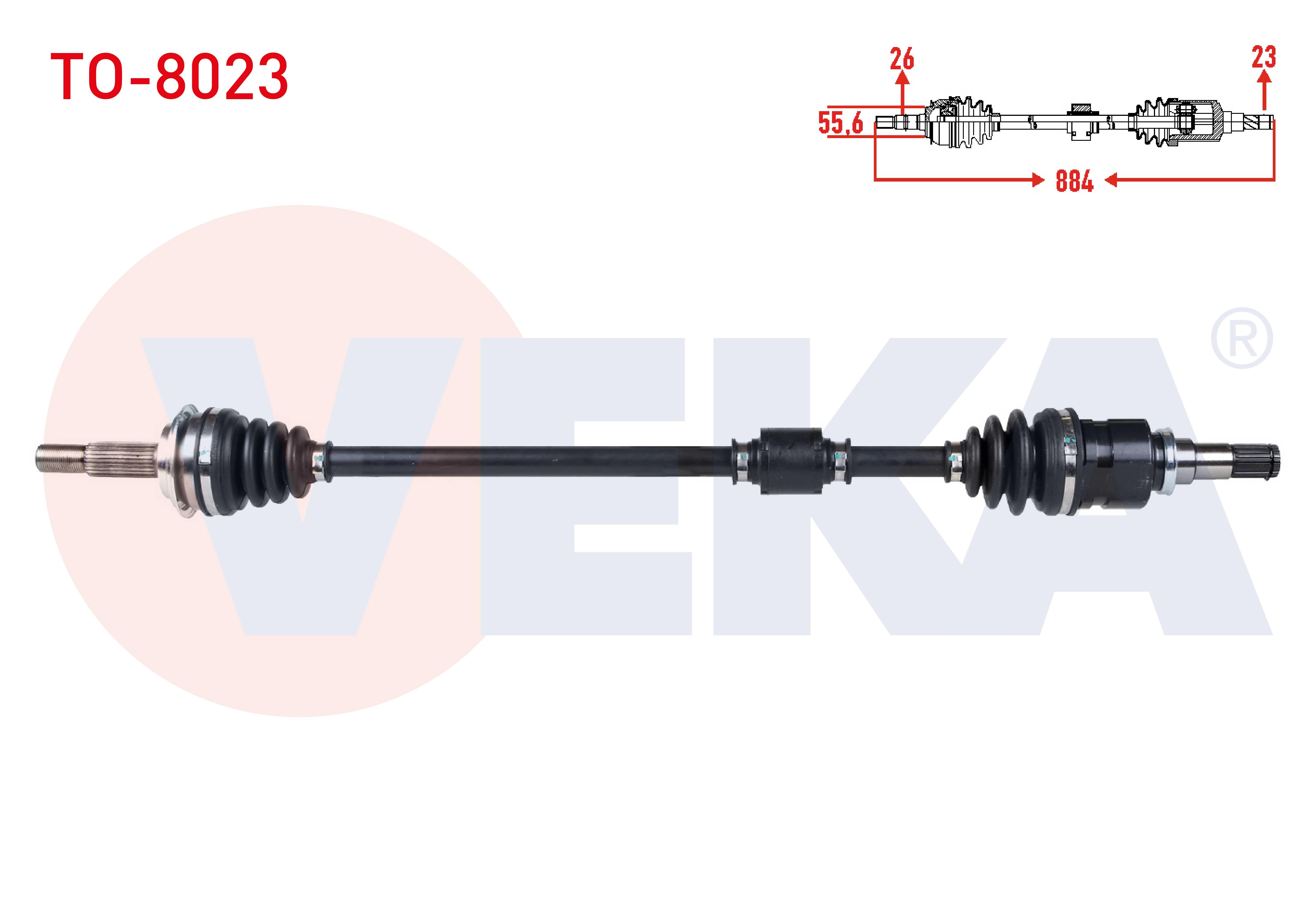 KOMPLE AKS SAG ON TOYOTA YARIS (P9) 1.0 VVT-I M-T UZUNLUK 884mm 2006-2010