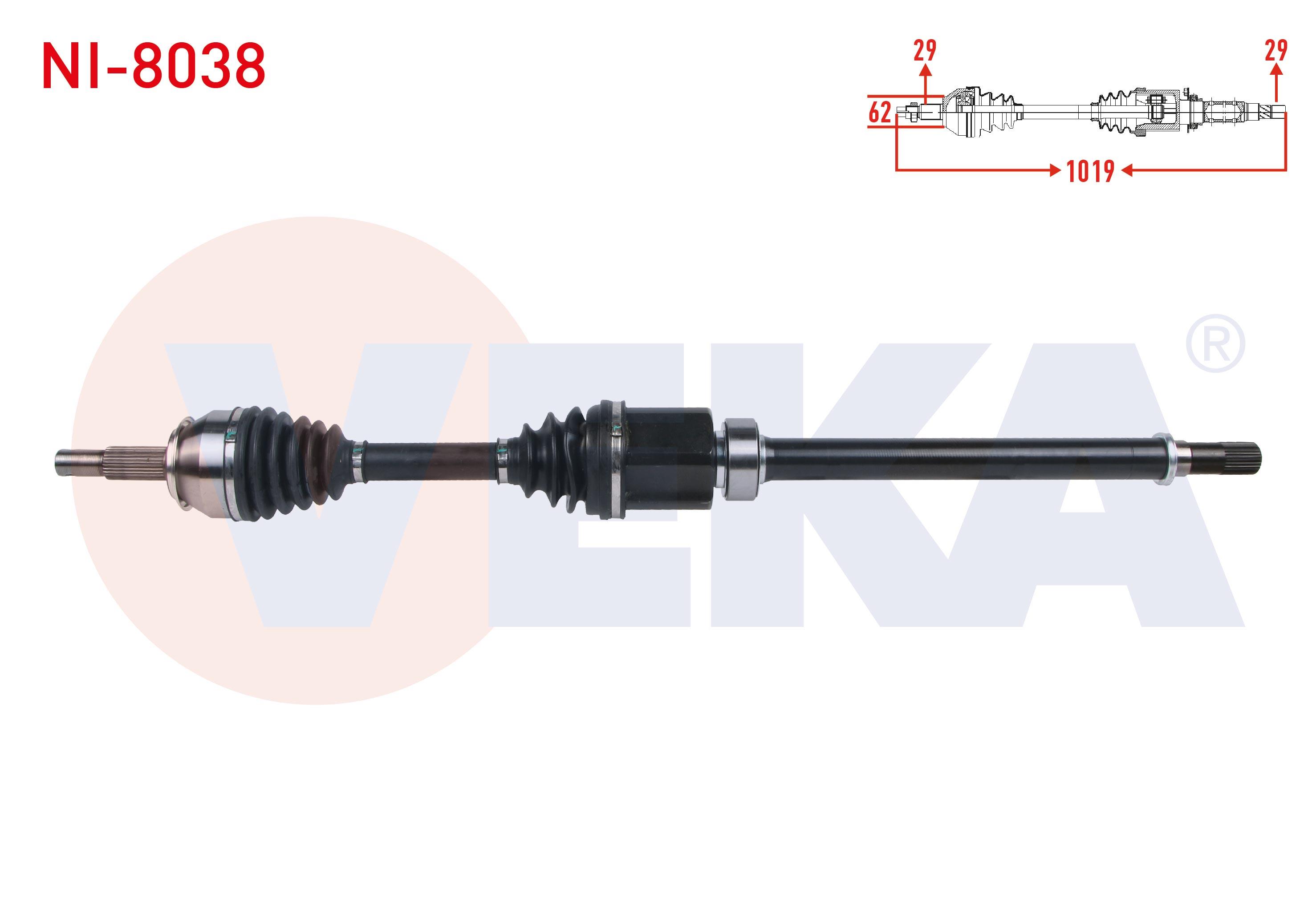 KOMPLE AKS SAG ON UZUNLUK 1019mm NISSAN QASHQAI (J11) 1.6 DCI 4X4 M-T 2014-/ RENAULT KADJAR 1.6 DCI M-T 2018-