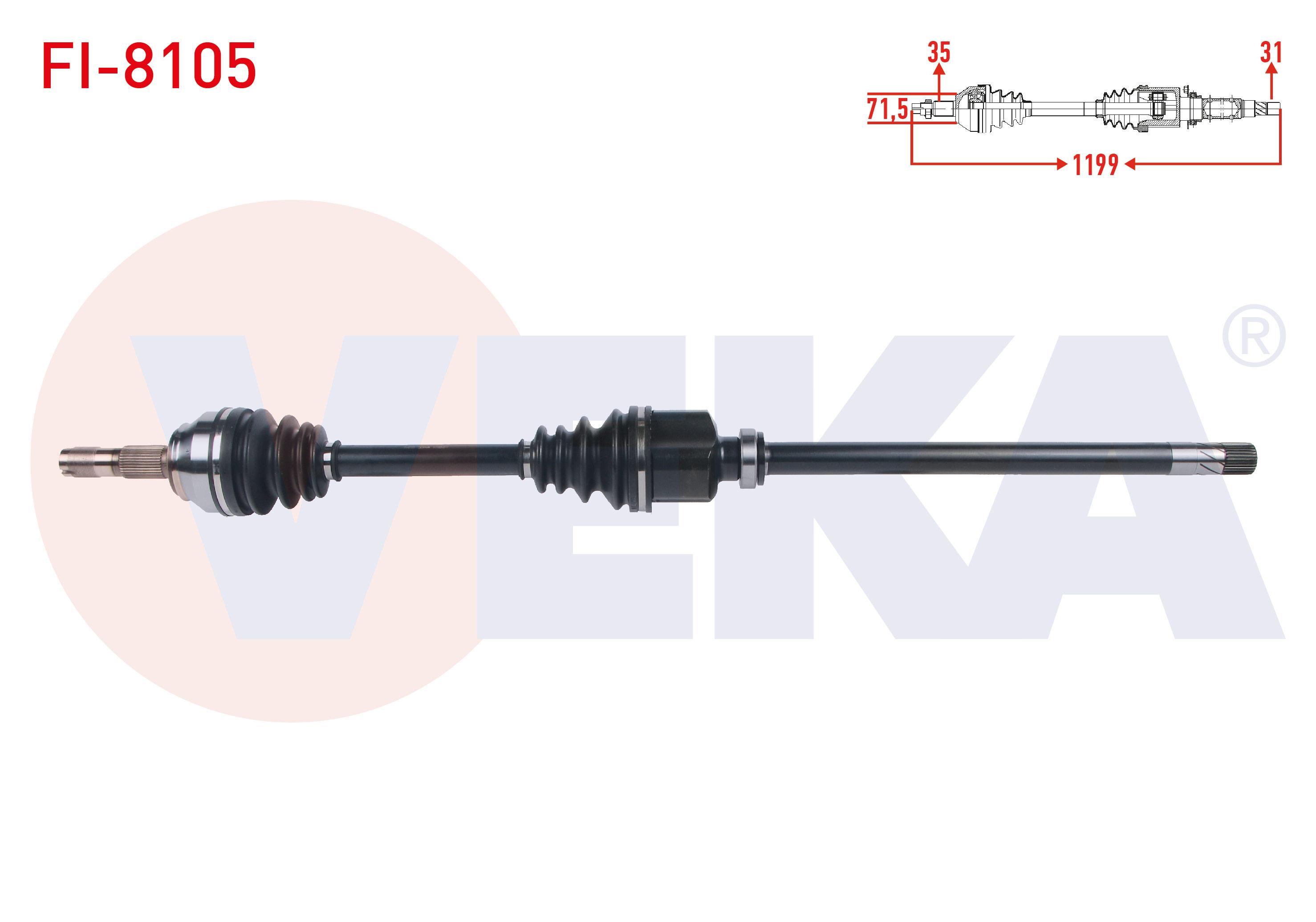 KOMPLE AKS SAG ON UZUNLUK 1199mm FIAT DUCATO 3.0 MJT A-T / M-T 2006-2014/ CITROEN JUMPER III 3.0 HDI A-T / M-T 2006-2014/ PEUGEOT BOXER III 3.0 HDI A-T / M-T 2006-2014