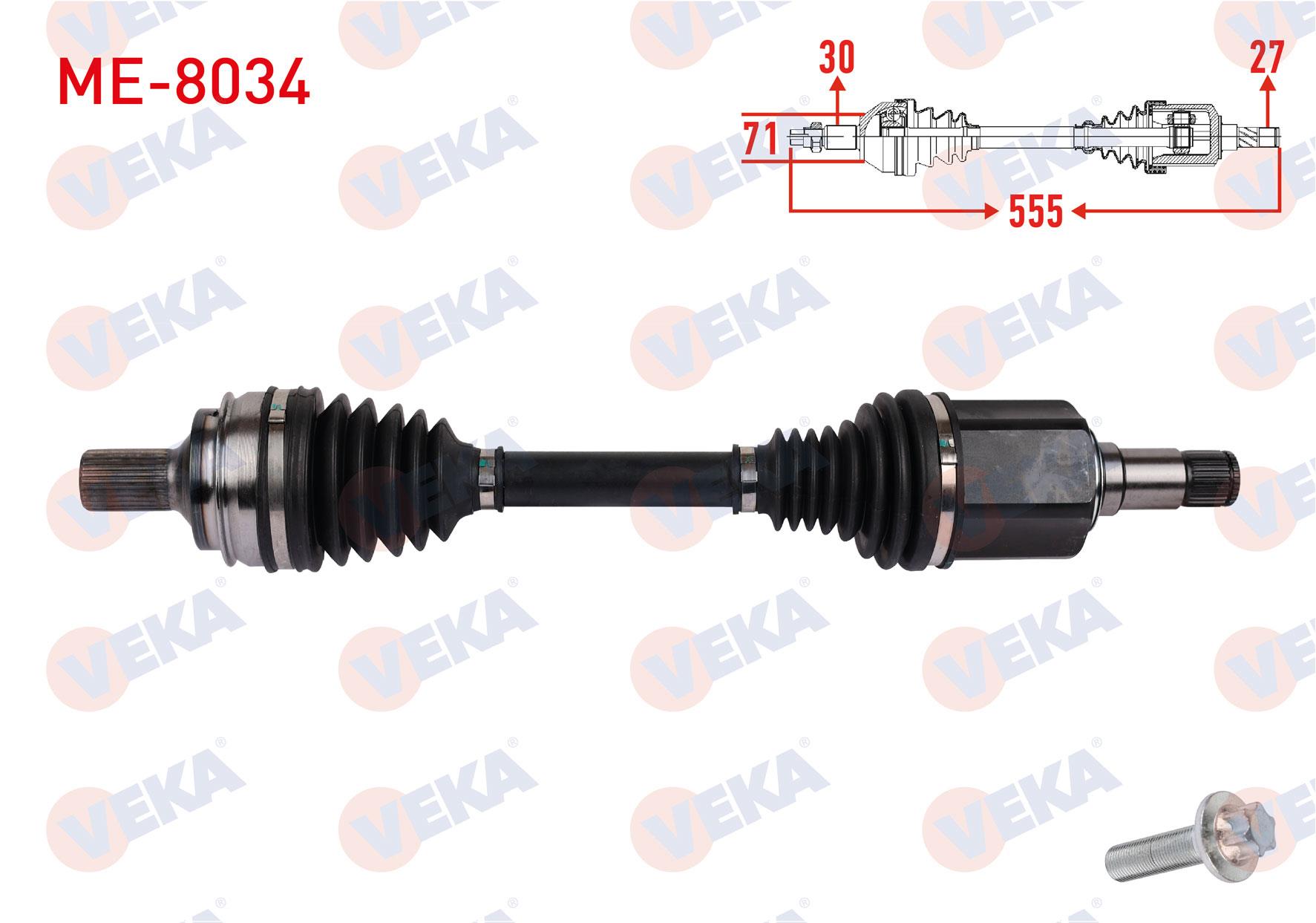 KOMPLE AKS SAG ON UZUNLUK 555mm MERCEDES  C-SERISI (W205) C200 C220 C250 C400 4-MATIC 2014-