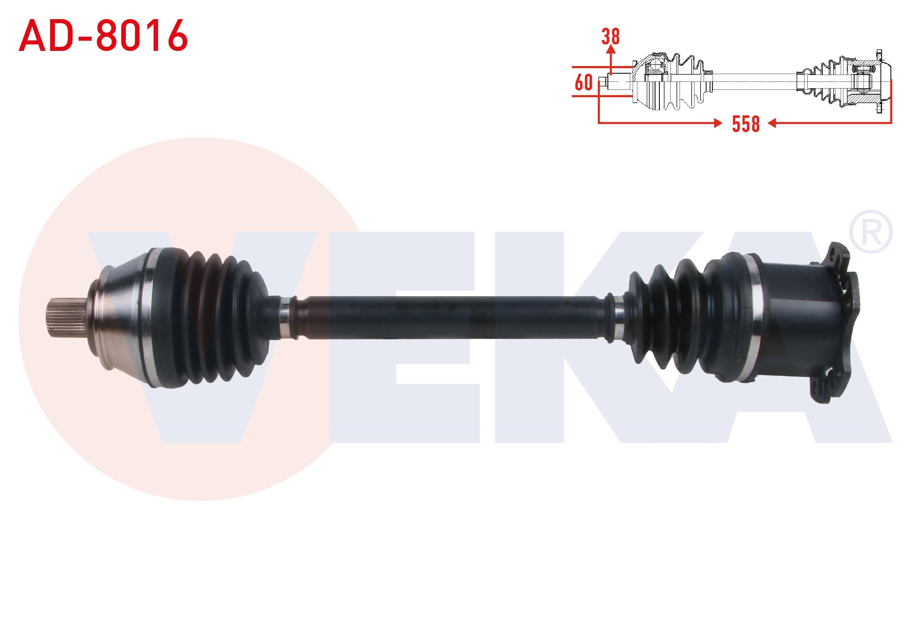 KOMPLE AKS SAG ON UZUNLUK 558mm AUDI A6 (4F2,C6) 2.0 TDI A-T 2004-2011 / A8 (4E_) 3.0 TDI A-T 2003-2011