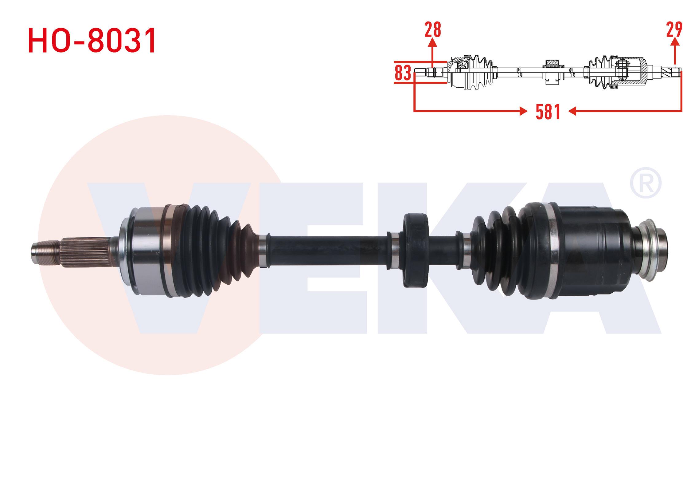 KOMPLE AKS SAG ON UZUNLUK 581mm HONDA CIVIC IX (FC5) 1.6 i-DTEC M-T 2013-2016 / CIVIC X(FC8) 1.6 i-DTEC M-T 2017-2021
