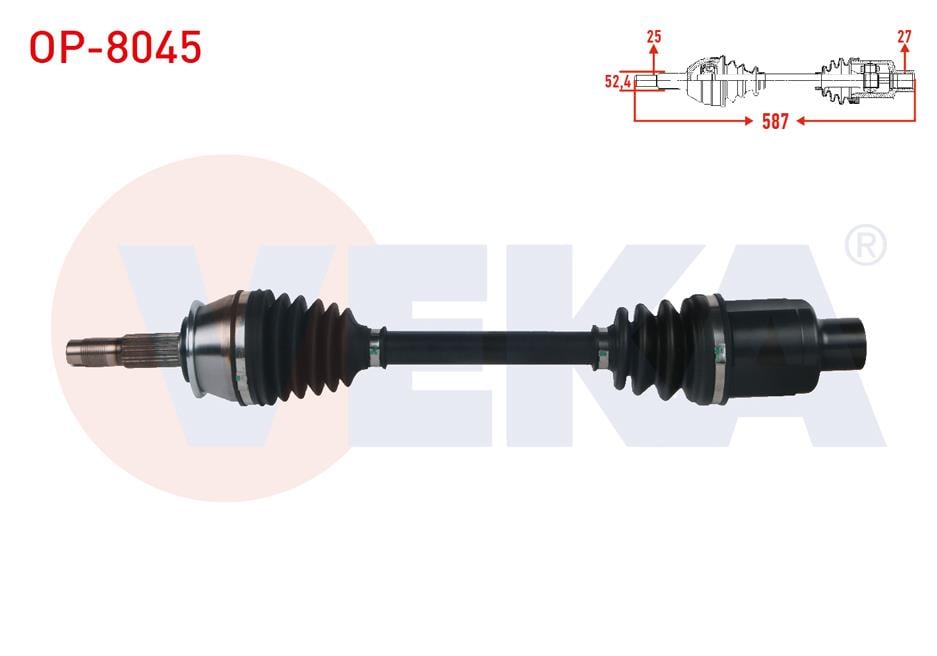 KOMPLE AKS SAG ON UZUNLUK 587mm OPEL MOKKA 1.4 A-T - 1.6 CDTI A-T/M-T 2012- / CHEVROLET TRAX 1.4 A-T 2012-2014