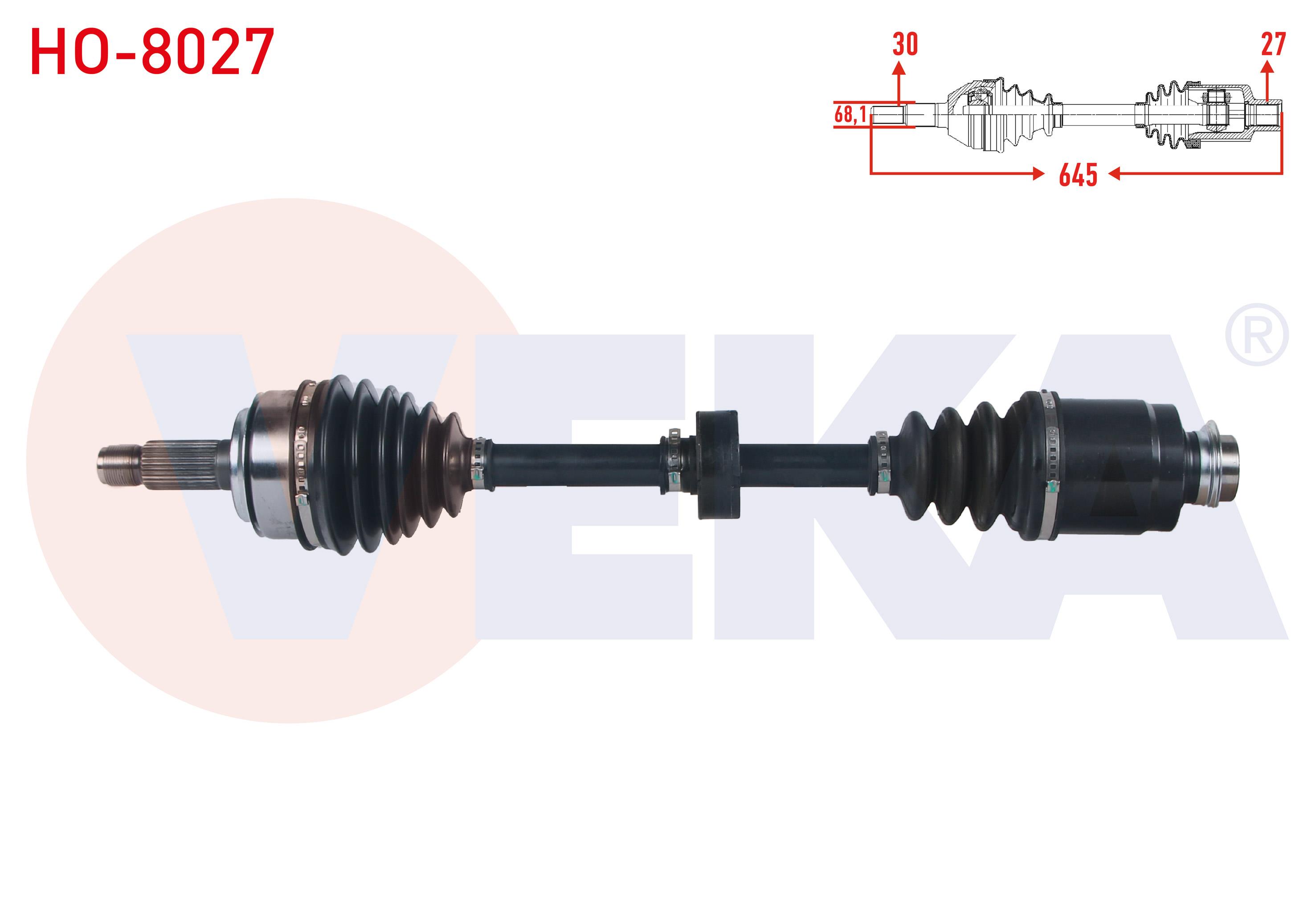 KOMPLE AKS SAG ON UZUNLUK 645mm HONDA ACCORD VIII (CU) 2.0 I-VTEC 2008-2015