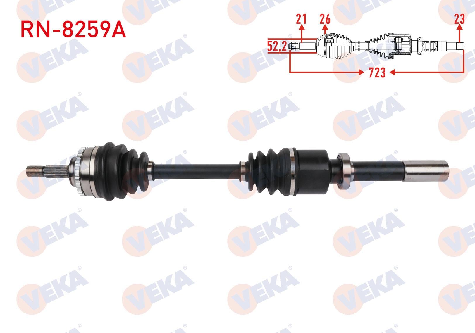 KOMPLE AKS SAG ON UZUNLUK 723mm ABSLI 26 DIS RENAULT CLIO II 1.6 16v 1998-2005