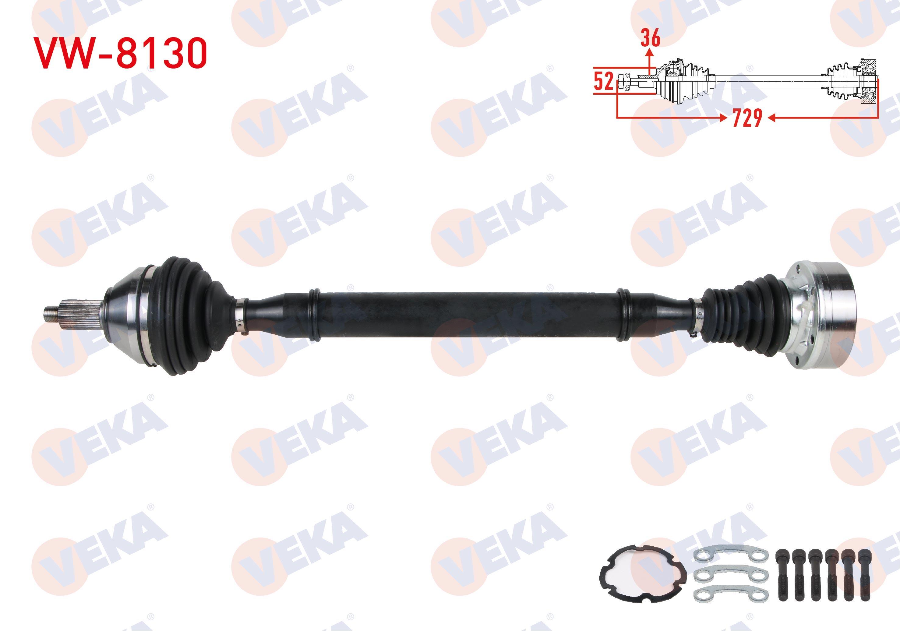 KOMPLE AKS SAG ON UZUNLUK 729mm VOLKSWAGEN POLO (6R) 1.4 TDI M-T 2014-/ SKODA FABIA (NJ3) 1.4 TDI M-T 2014-/ RAPID 1.4 TDI M-T 2013-/ SEAT IBIZA IV (6J5) 1.4 TDI M-T 2015-