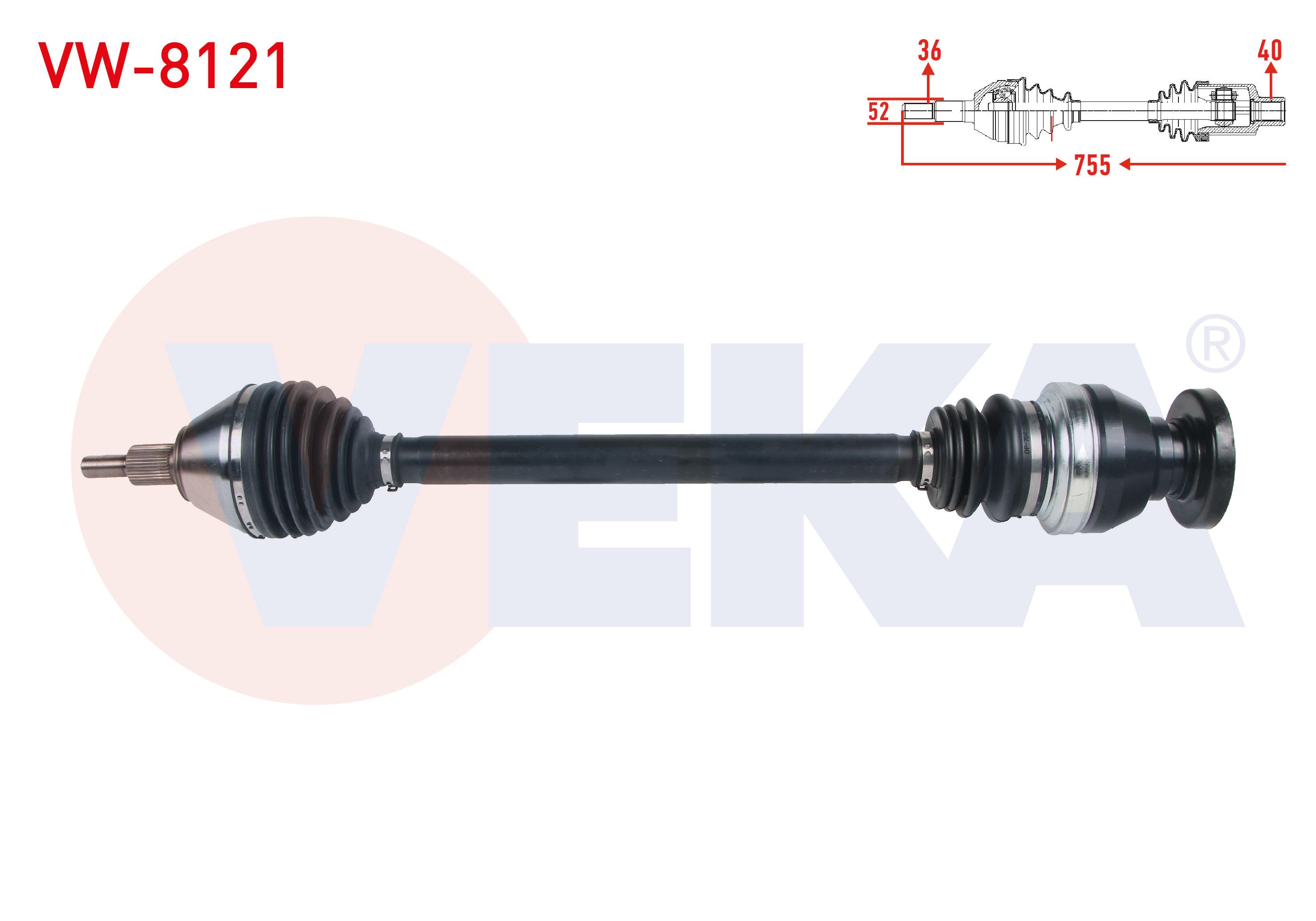 KOMPLE AKS SAG ON UZUNLUK 755mm VW POLO (6R) 1.4 TDI A-T 2014- / SEAT IBIZA IV (6J5) 1.4 TDI A-T 2005-2017 / SKODA FABIA (NJ3) 1.4 TDI A-T 2014- / RAPID 1.4 TDI A-T 2015-2019