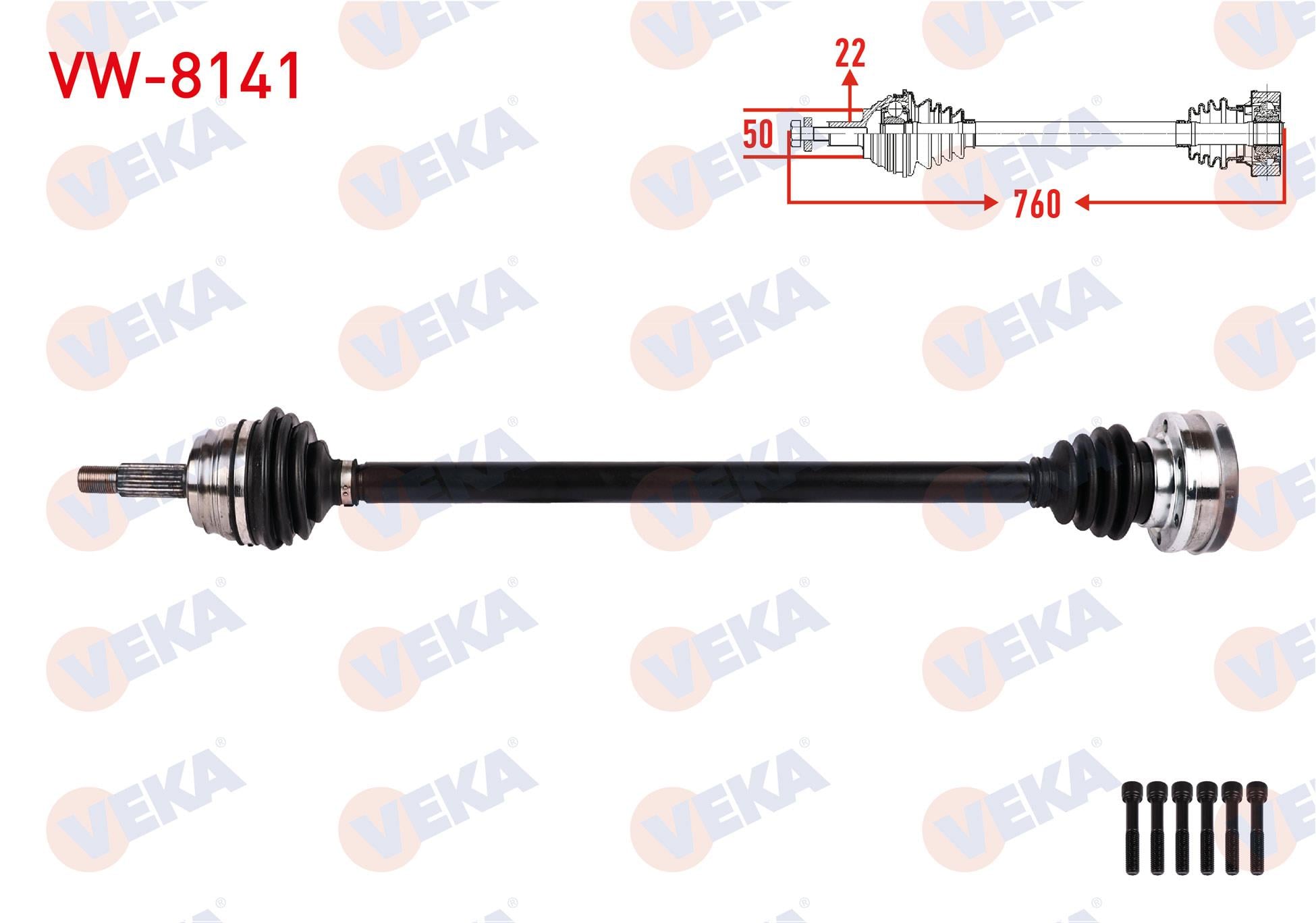 KOMPLE AKS SAG ON UZUNLUK 760mm VOLKSWAGEN POLO CLASSIC 1.6 M-T 1995-2001 / SEAT IBIZA II 1.3 - 1.4 - 1.6 M-T 1993-2002 / CORDOBA 1.6 M-T 1993-2002