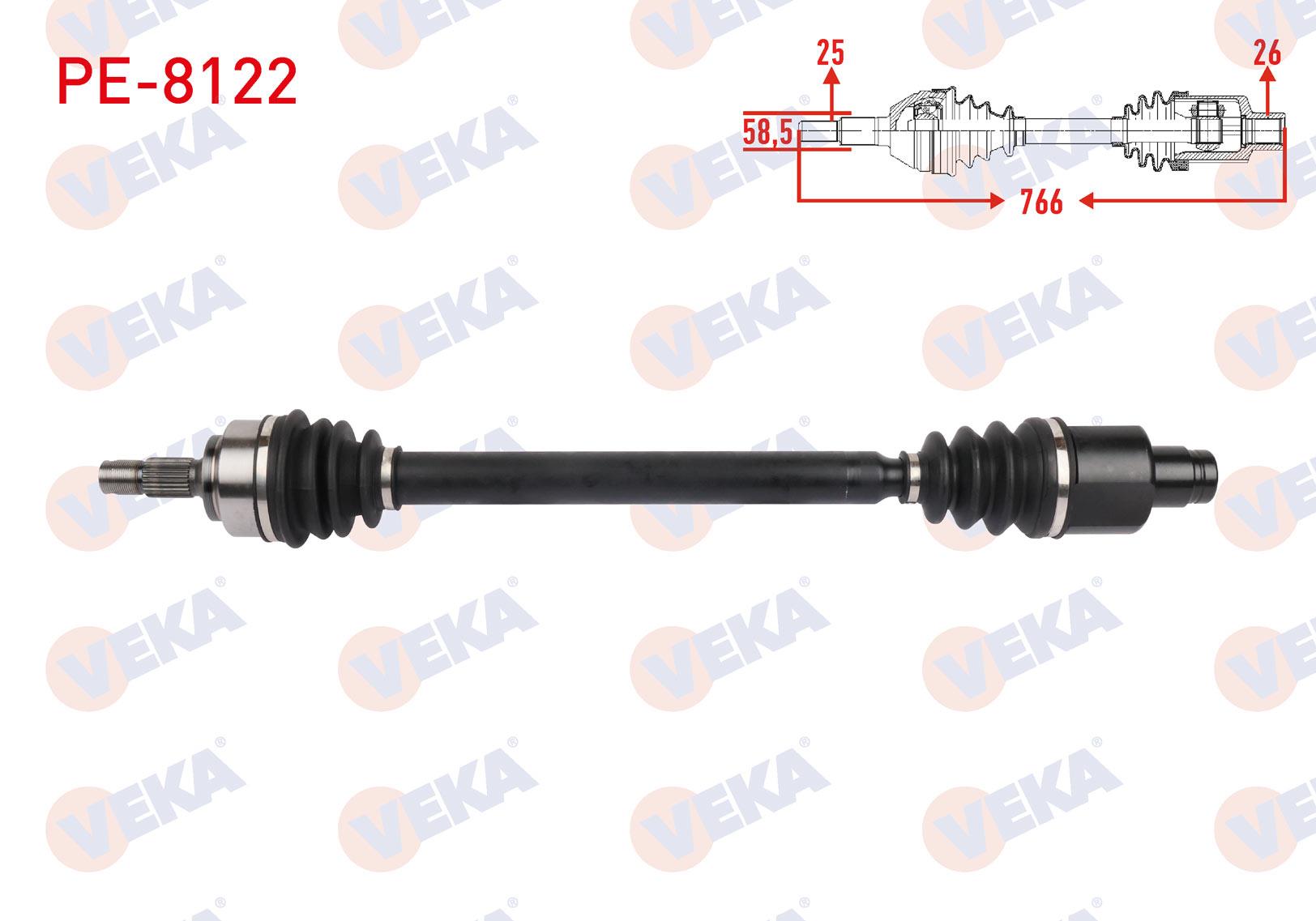 KOMPLE AKS SAG ON UZUNLUK 766mm PEUGEOT 207 1.6 VTi 2007-2012 / 2008 1.6 VTi 2013-