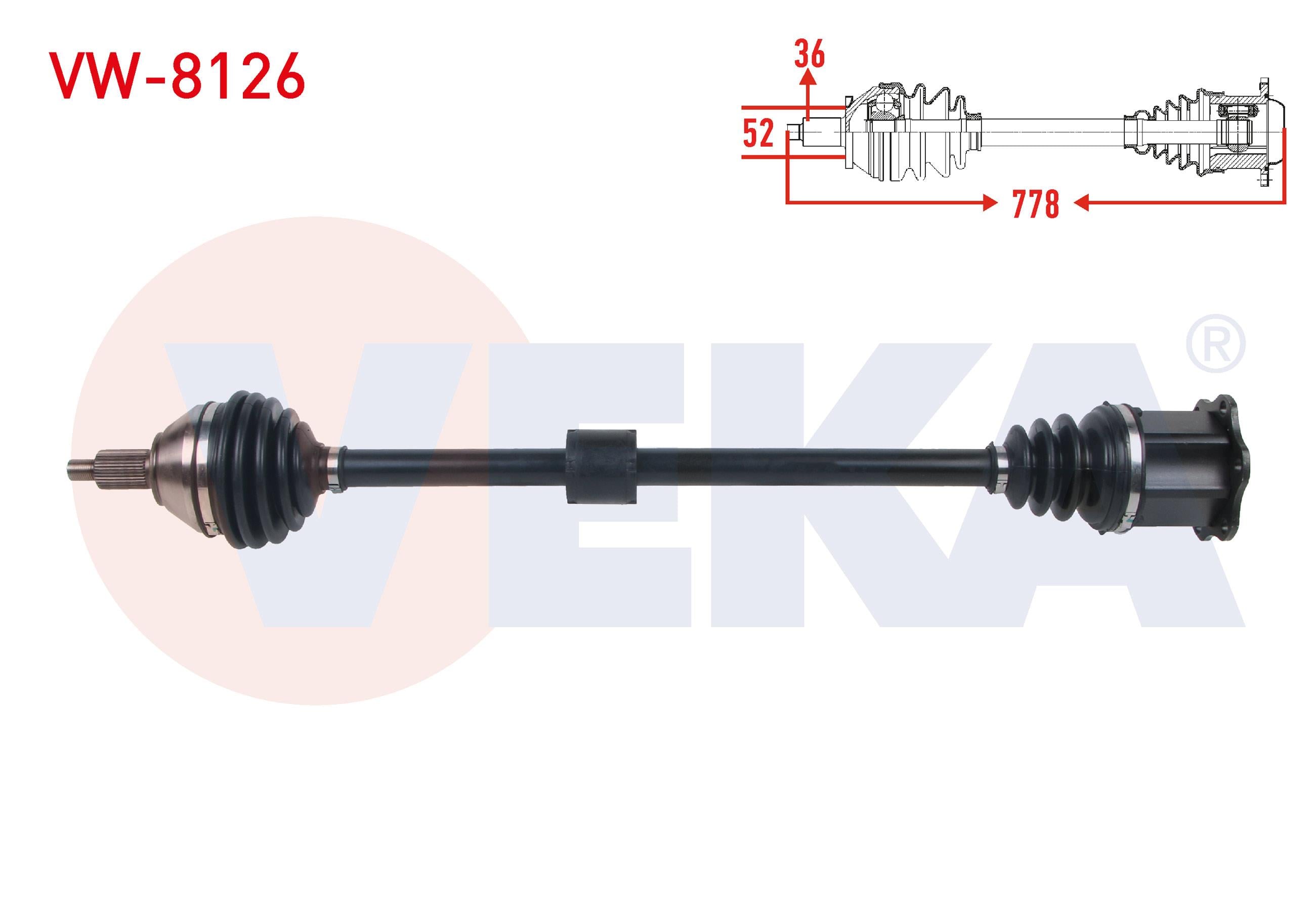 KOMPLE AKS SAG ON UZUNLUK 778mm VOLKSWAGEN POLO (AW1) 1.0 TSI DSG 2017-/ SEAT IBIZA V (KJ1) 1.0 TSI DSG 2017- / SKODA KAMIQ (NW4) 1.0 TSI DSG 2019-