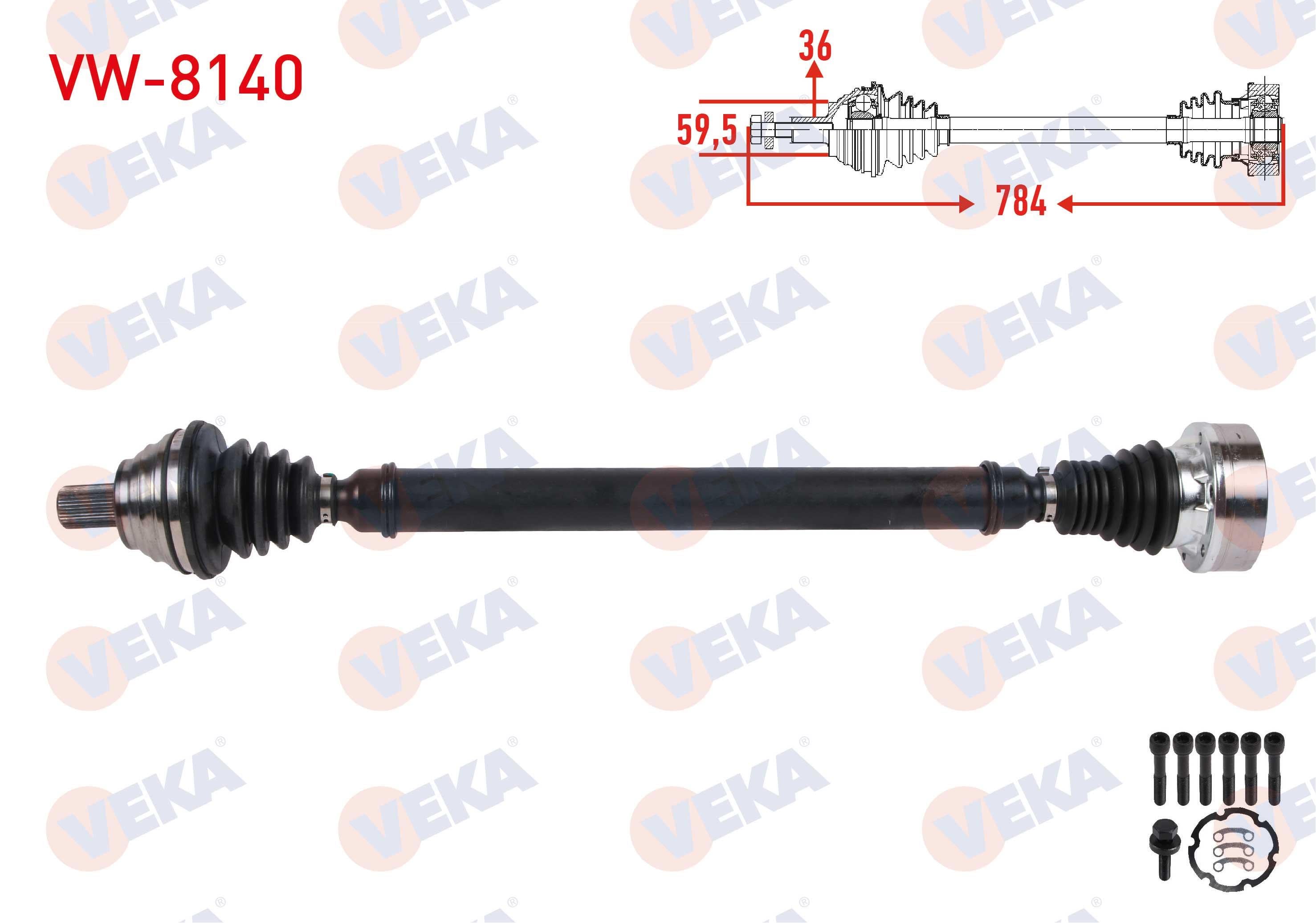 KOMPLE AKS SAG ON UZUNLUK 784mm VOLKSWAGEN GOLF V (1K1) 1.6 FSI M-T 2003-2009/ AUDI A3 1.6 FSI M-T 2003-2007/ SKODA OCTAVIA II 1.6 FSI M-T 2004-2008
