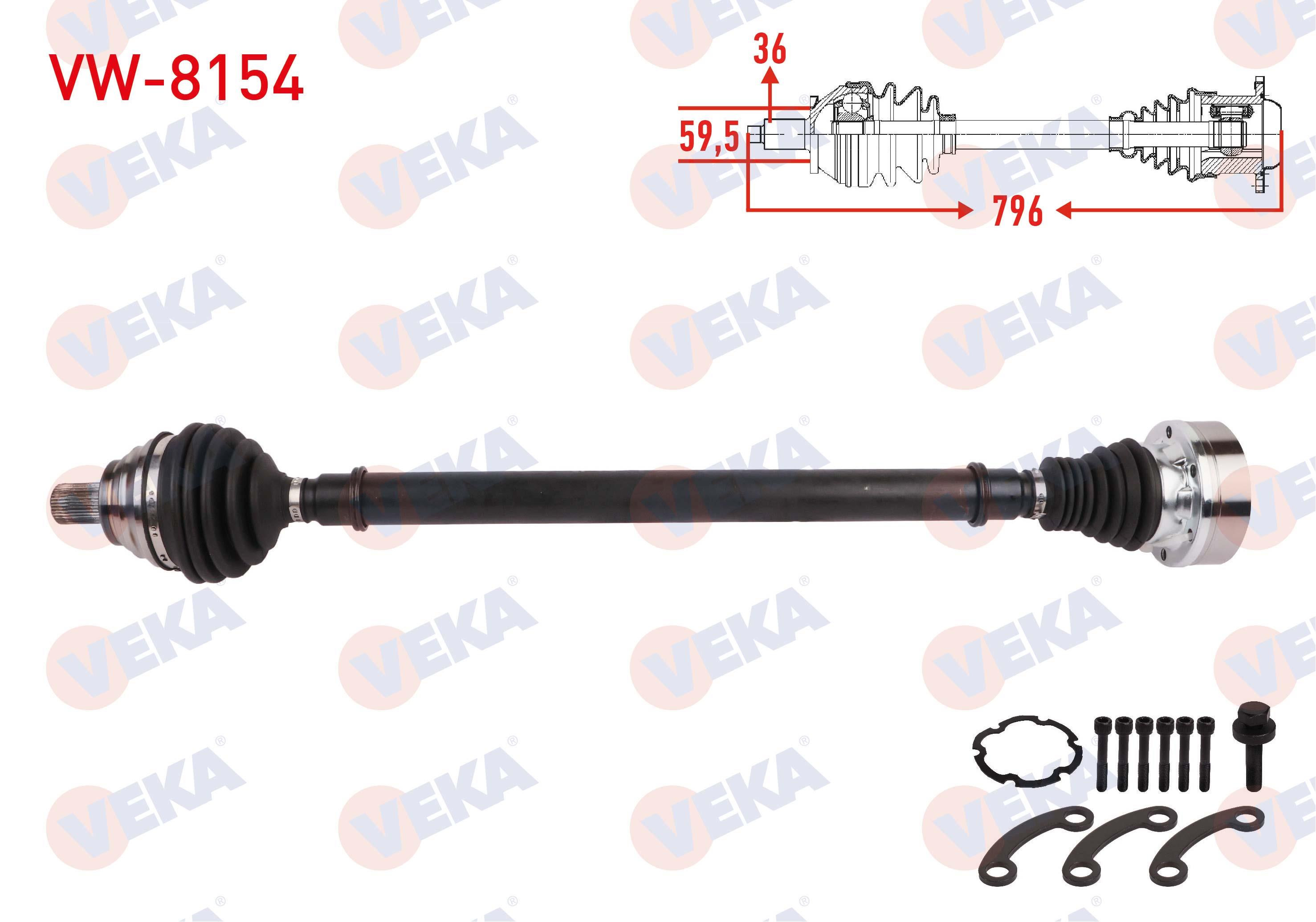 KOMPLE AKS SAG ON UZUNLUK 796mm VOLKSWAGEN JETTA IV 1.2 TSI / 1.4 TSI 2010-2017
