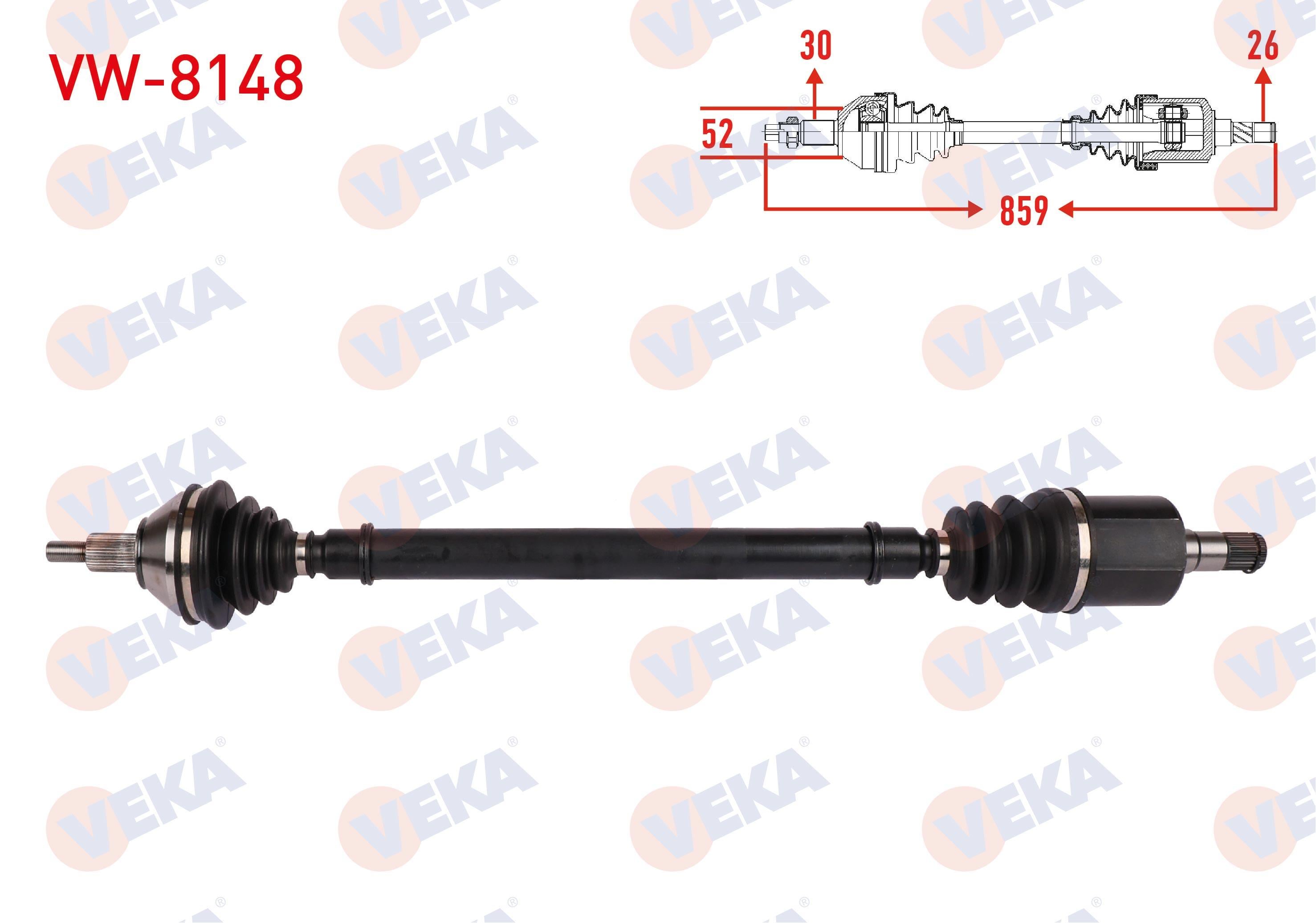 KOMPLE AKS SAG ON UZUNLUK 859mm VOLKSWAGEN POLO 1.4 - 1.6 A-T 2006-2009 / SKODA FABIA 1.6 A-T 2007-2014 / SEAT IBIZA 1.6 A-T 2006-2009