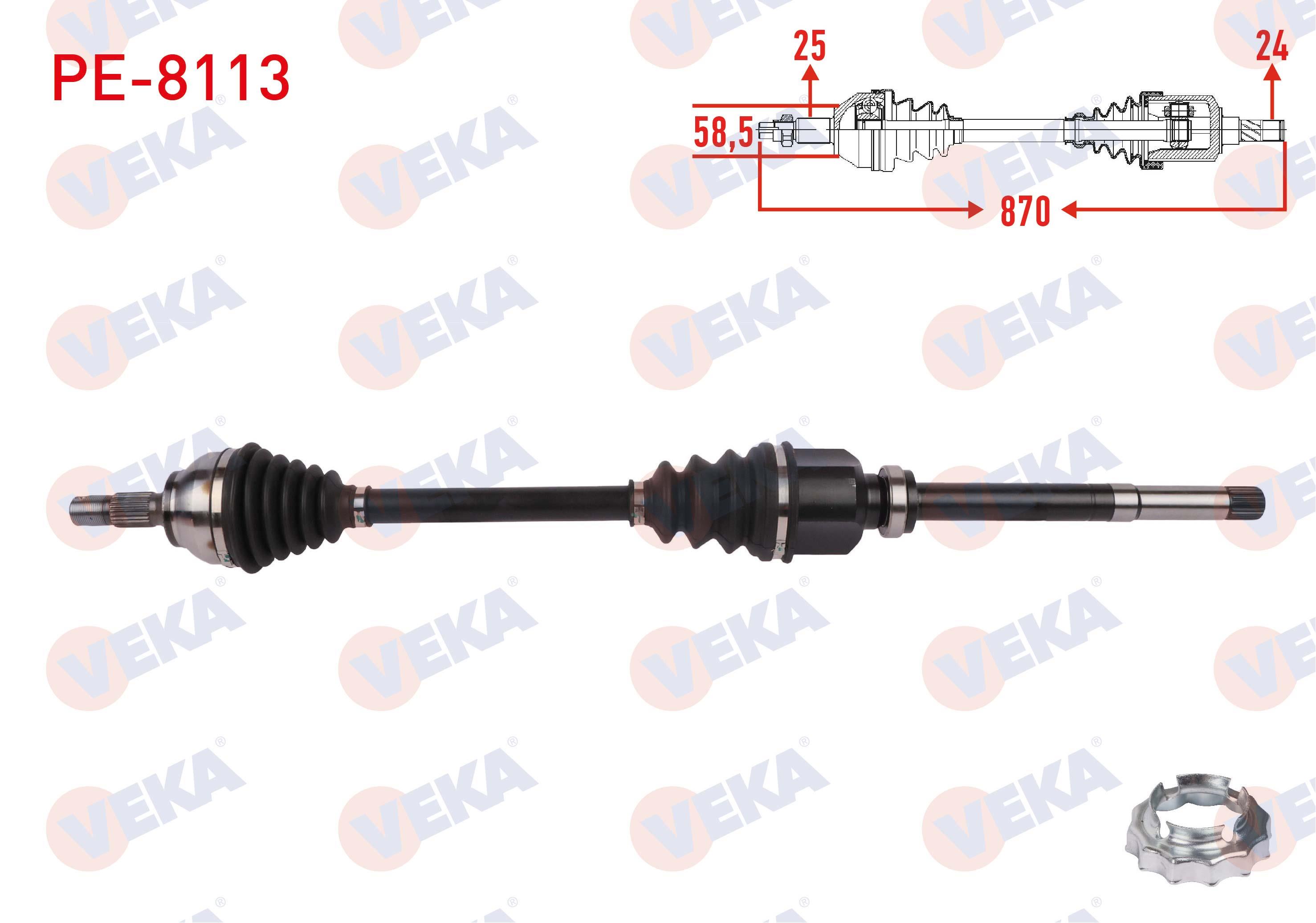 KOMPLE AKS SAG ON UZUNLUK 870mm PEUGEOT 2008 1.2 THP - 1.5 HDI - 1.6 HDI 2015-/ CITROEN C3 III 1.2 THP - 1.5 HDI 2016-/ C4 1.2 THP 2015-2017/ C4 CACTUS 1.6 HDI 2014-