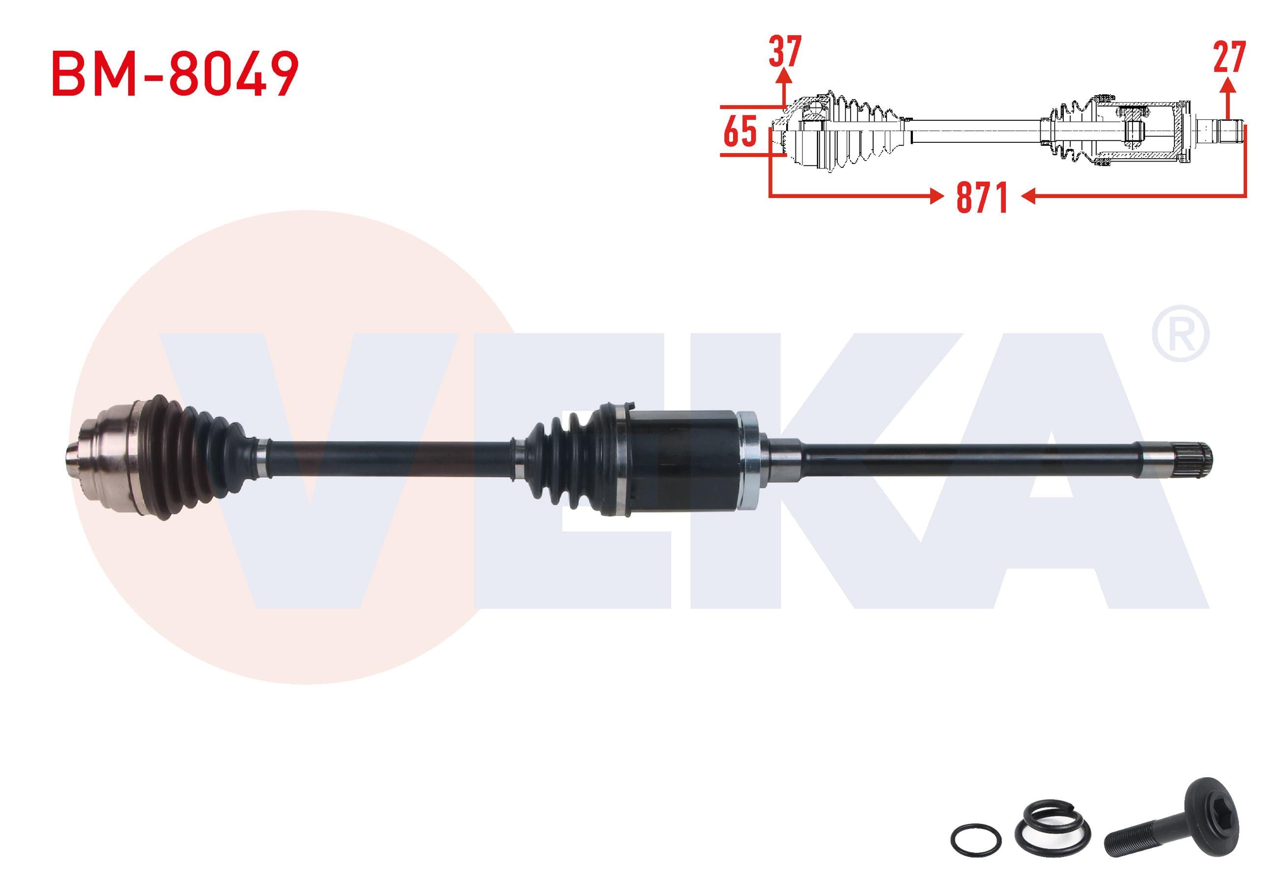 KOMPLE AKS SAG ON UZUNLUK 871mm BMW 5 SERISI GRAN TURISMO (F07) 530D - 535D A-T 2010-2017 / 7 SERISI (F01) 730D - 740 D - 750 i A-T 2009