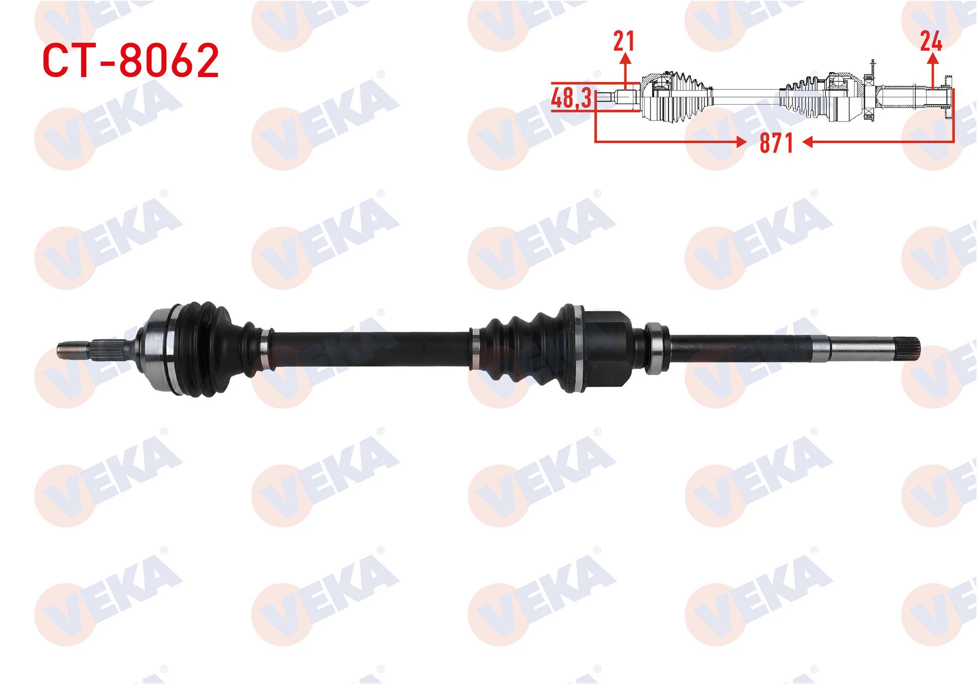 KOMPLE AKS SAG ON UZUNLUK 871mm CITROEN C3 III 1.6 Blue HDI 2018- / C4 CACTUS 1.2 THP - 1.6 Blue HDI 2014- / PEUGEOT 208 1.2 VTI M-T 2012-