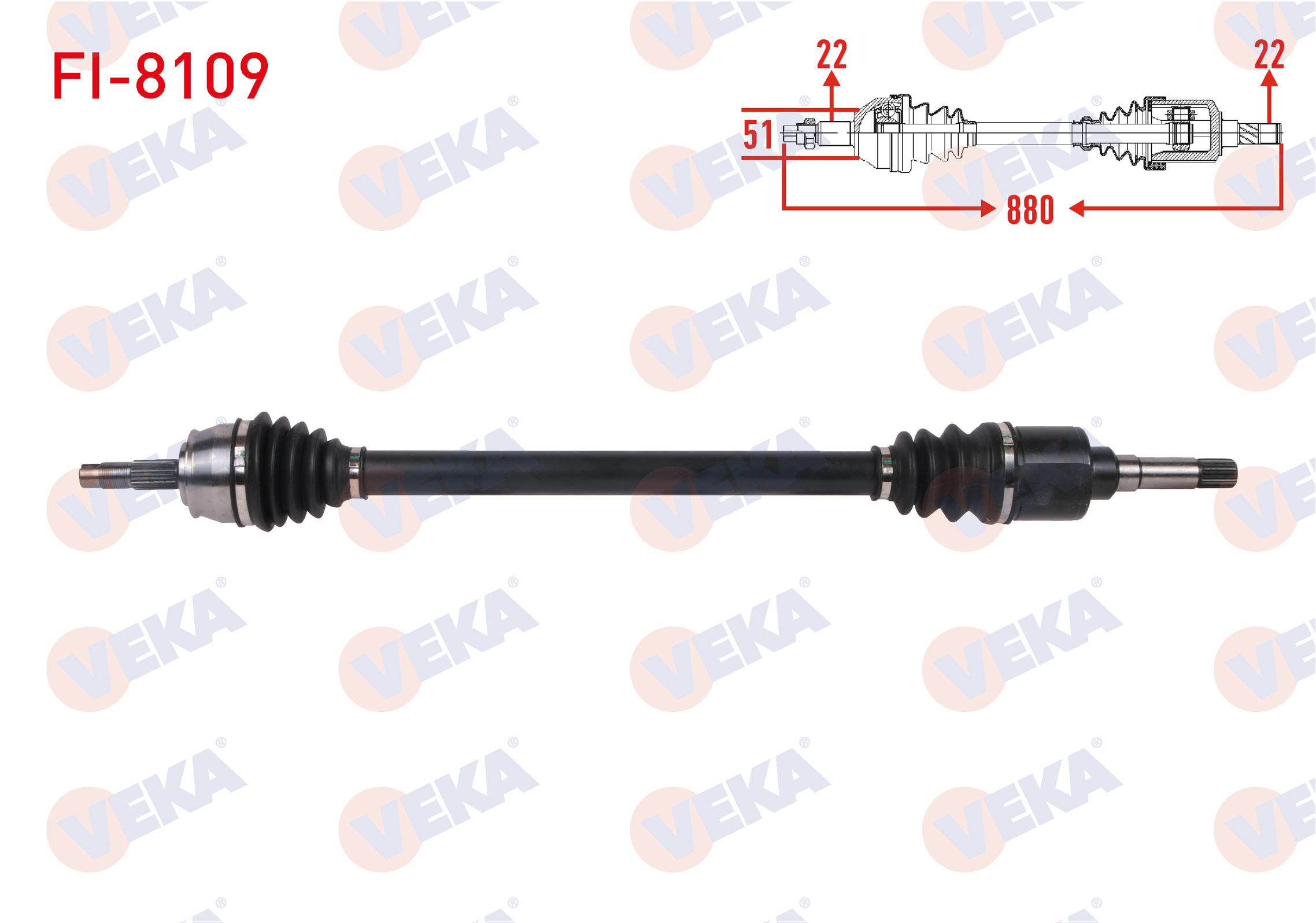 KOMPLE AKS SAG ON UZUNLUK 880mm FIAT FIORINO 1.4i M-T 2007- / CITROEN NEMO 1.4i  M-T 2007- / PEUGEOT BIPPER 1.4i 2008-