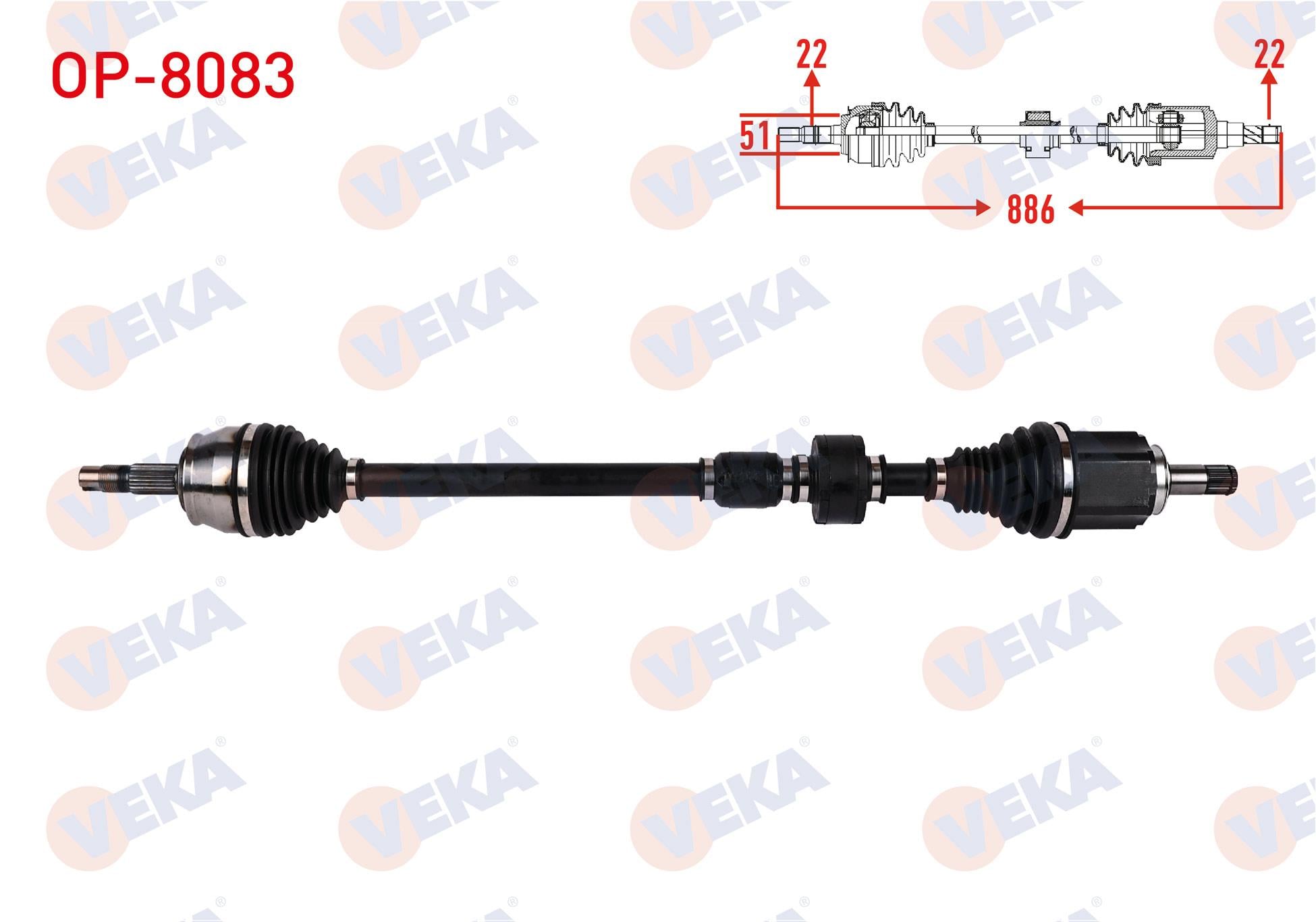 KOMPLE AKS SAG ON UZUNLUK 886mm OPEL CORSA E 1.4 6 A-T 2014-