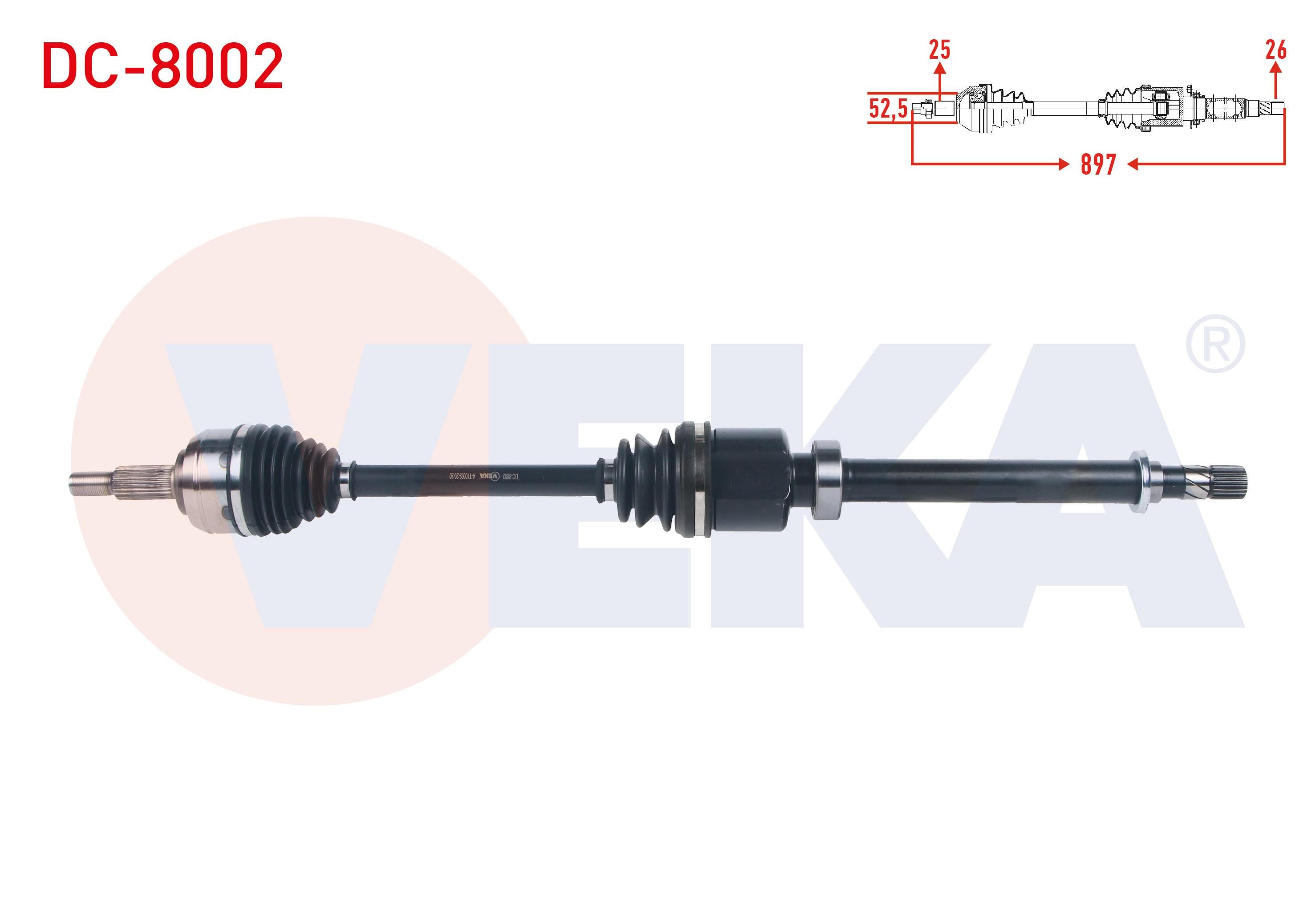 KOMPLE AKS SAG ON UZUNLUK 897mm DACIA DOKKER 1.5 DCI - 1.6i 6 VITES 2012- / LODGY 1.5 DCI 6 VITES 2012