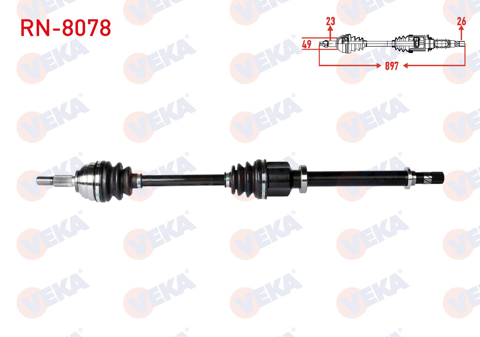 KOMPLE AKS SAG ON UZUNLUK 897mm RENAULT CLIO III  1.2 - 1.4 - 1.5 DCI 2005-2012 / DACIA LOGAN - LOGAN MCV  1.5 DCI - 1.6  2004-2012