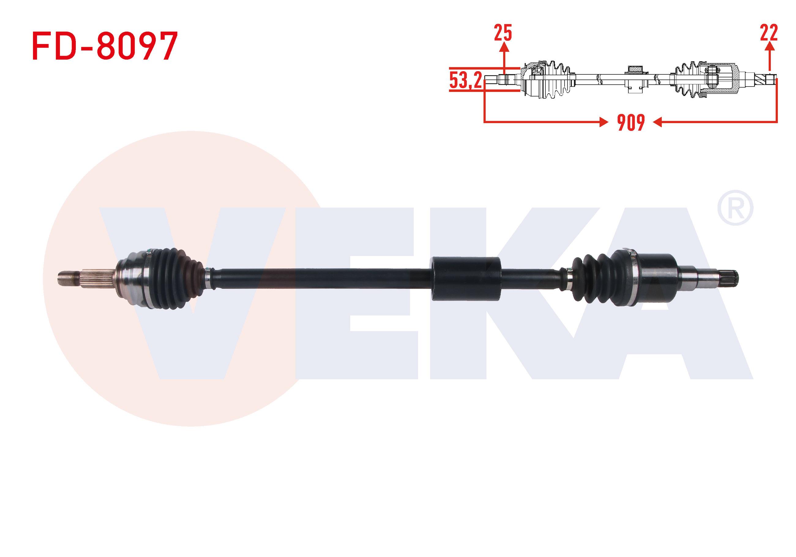 KOMPLE AKS SAG ON UZUNLUK 909mm FORD FIESTA VII 1.0 EcoBoost A-T 2017-