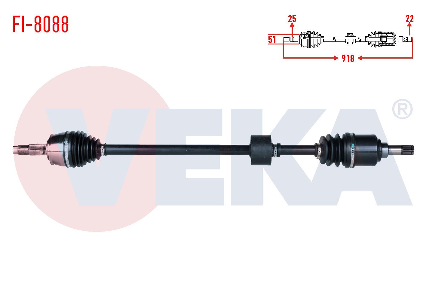KOMPLE AKS SAG ON UZUNLUK 918mm FIAT EGEA 1.4 16v M-T 2015- / DOBLO 1.4 16v M-T 2010-