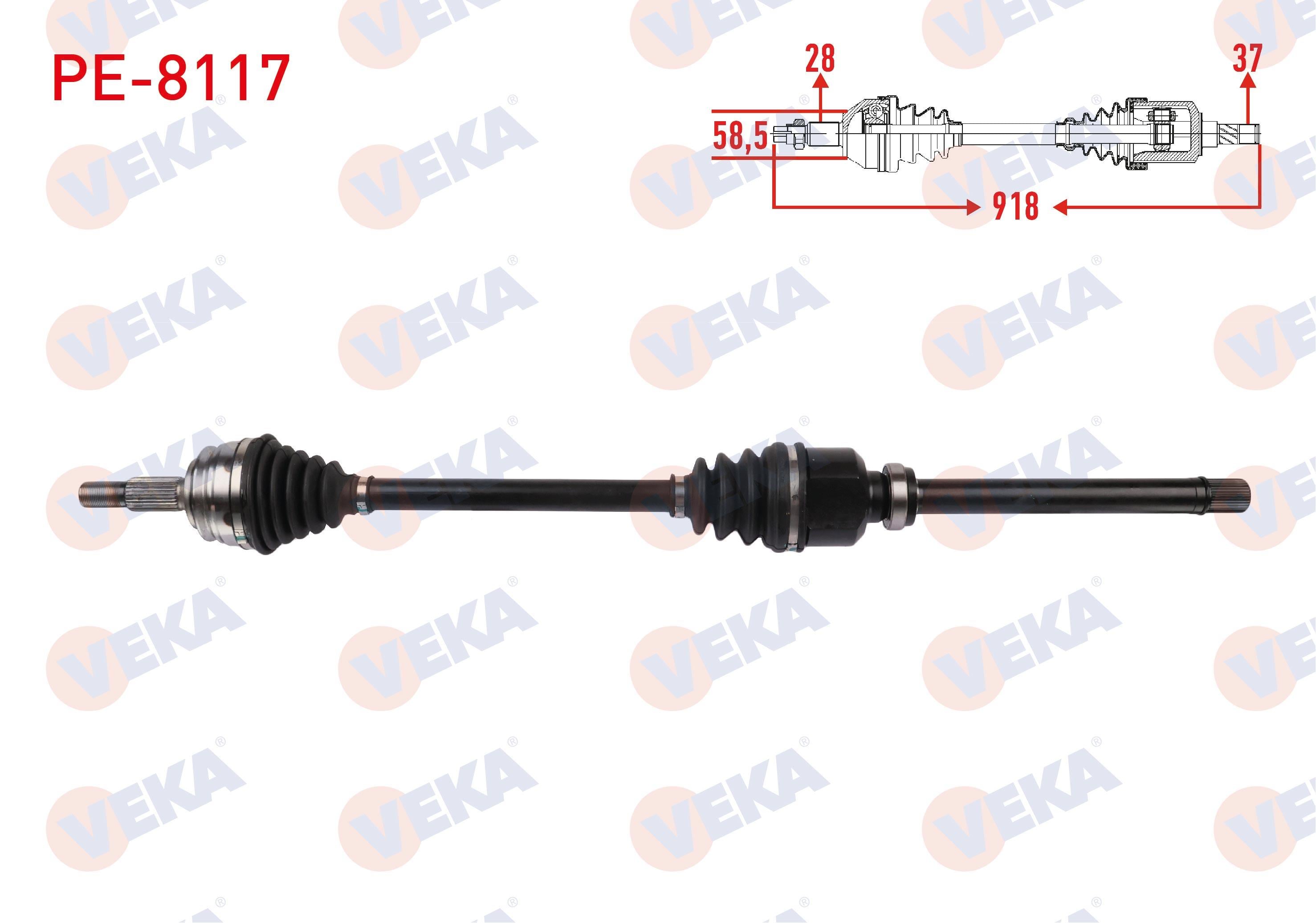 KOMPLE AKS SAG ON UZUNLUK 918mm PEUGEOT 308 1.6 A-T 2013-2021 / CITROEN BERLINGO 1.5 A-T 2018-