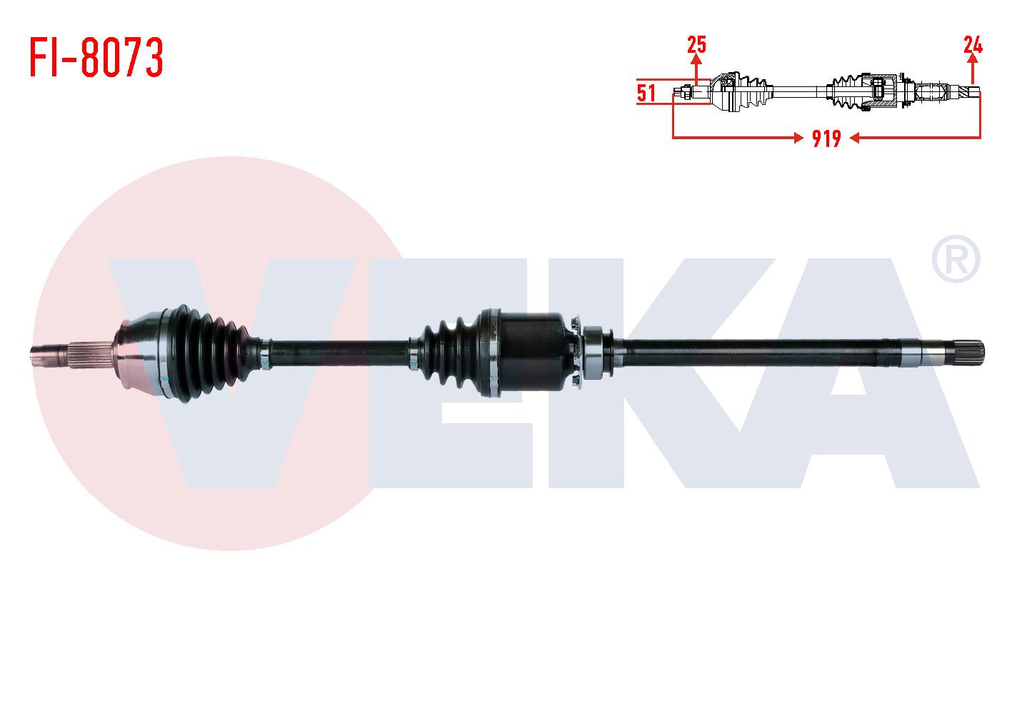 KOMPLE AKS SAG ON UZUNLUK 919mm FIAT FIORINO (225) 1.3 MJT EURO 5-6 2013-